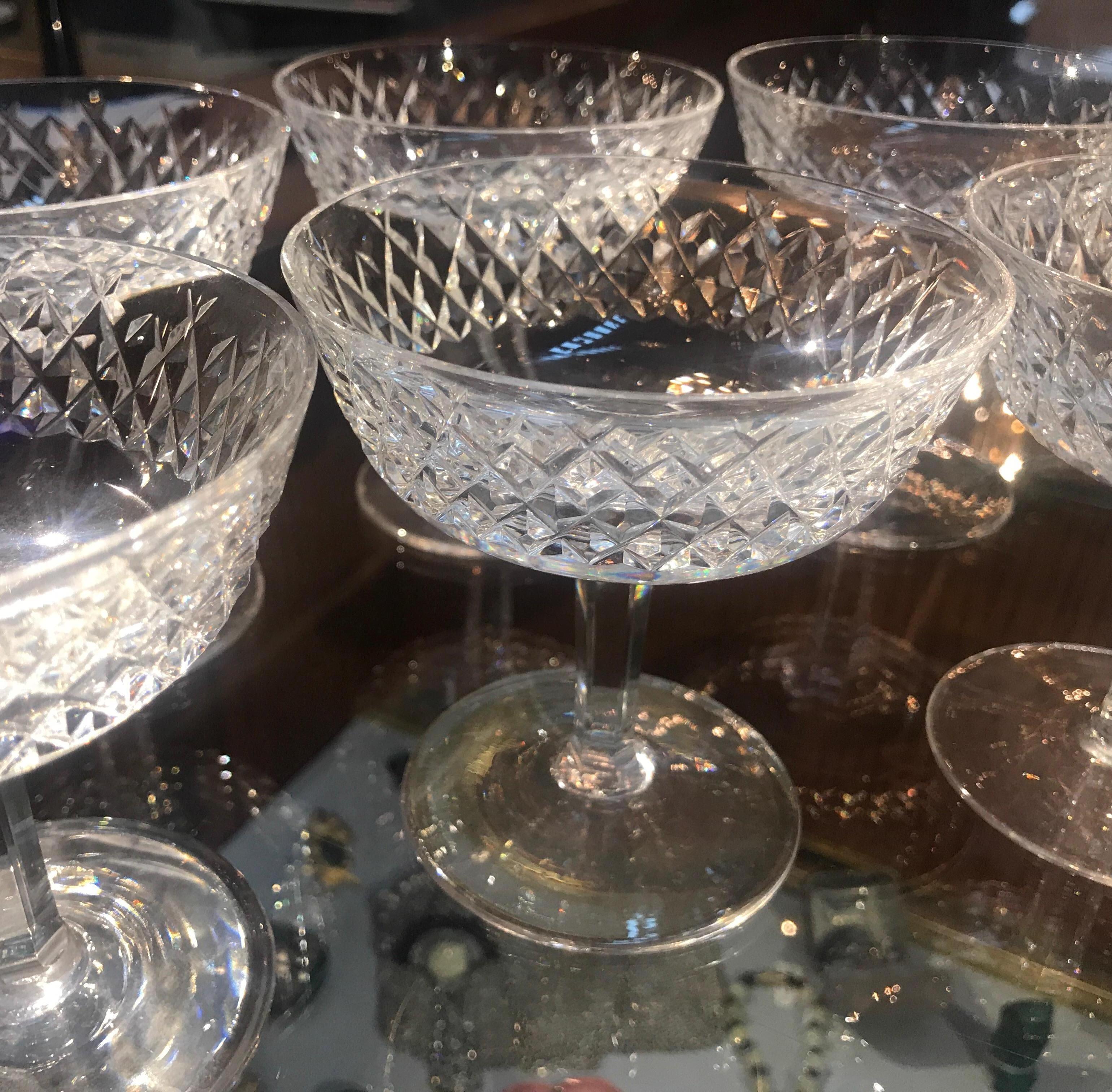 Set of 8 Irish Cut Crystal Champagne Coupes 1