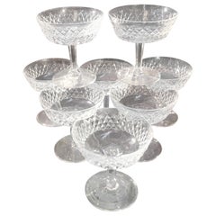 Vintage Set of 8 Irish Cut Crystal Champagne Coupes