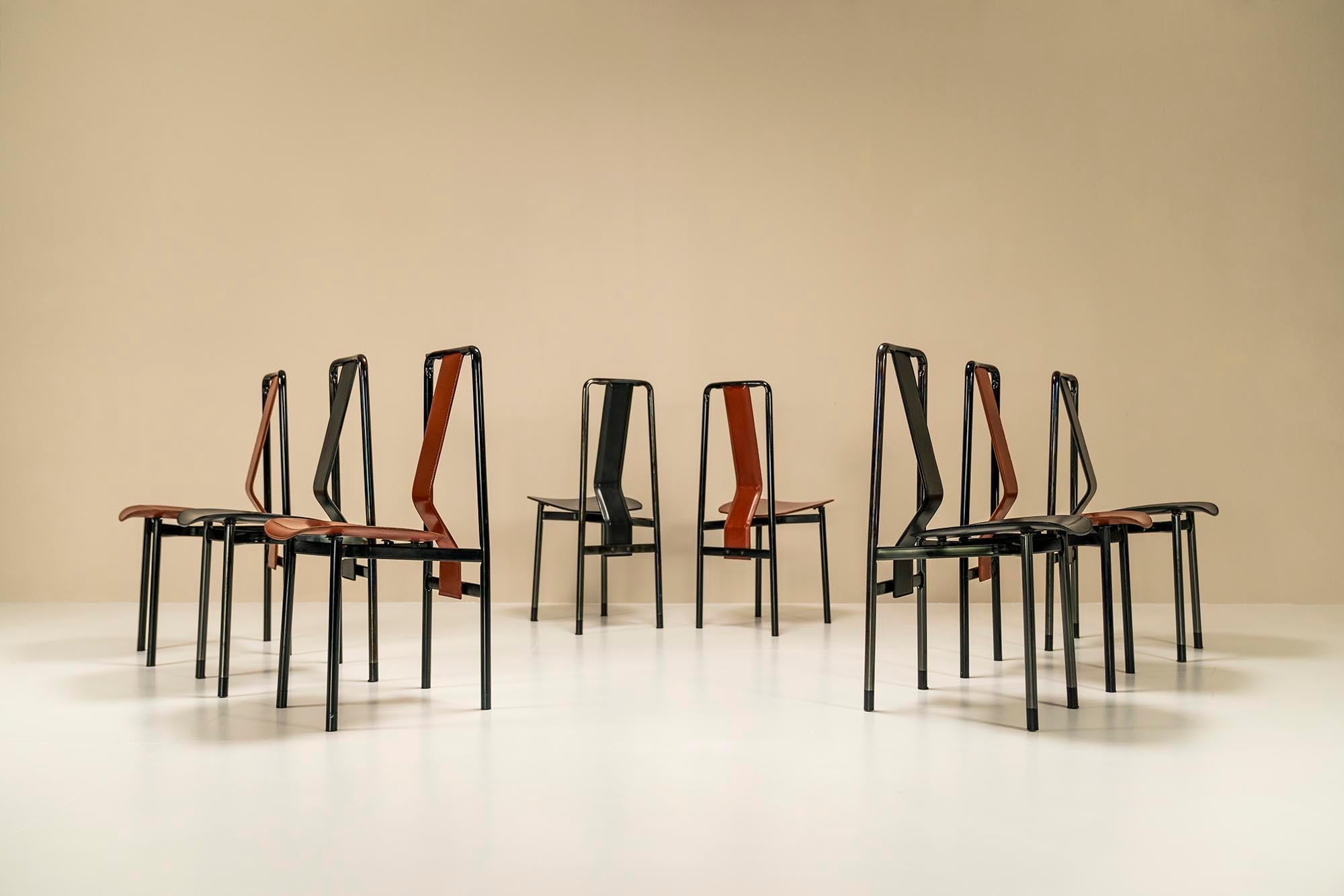 Mid-Century Modern Set of 8 “Irma” Dining Chairs by Achille Castiglioni for Zanotta, Italy 1970s For Sale