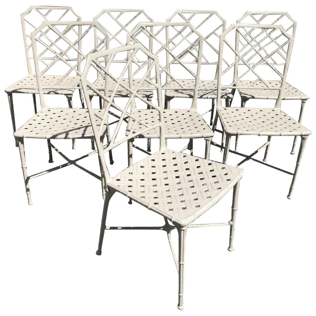 Set of 8 Iron Bamboo Chipendale Style Garden Chairs 