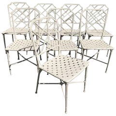 Set of 8 Iron Bamboo Chipendale Style Garden Chairs