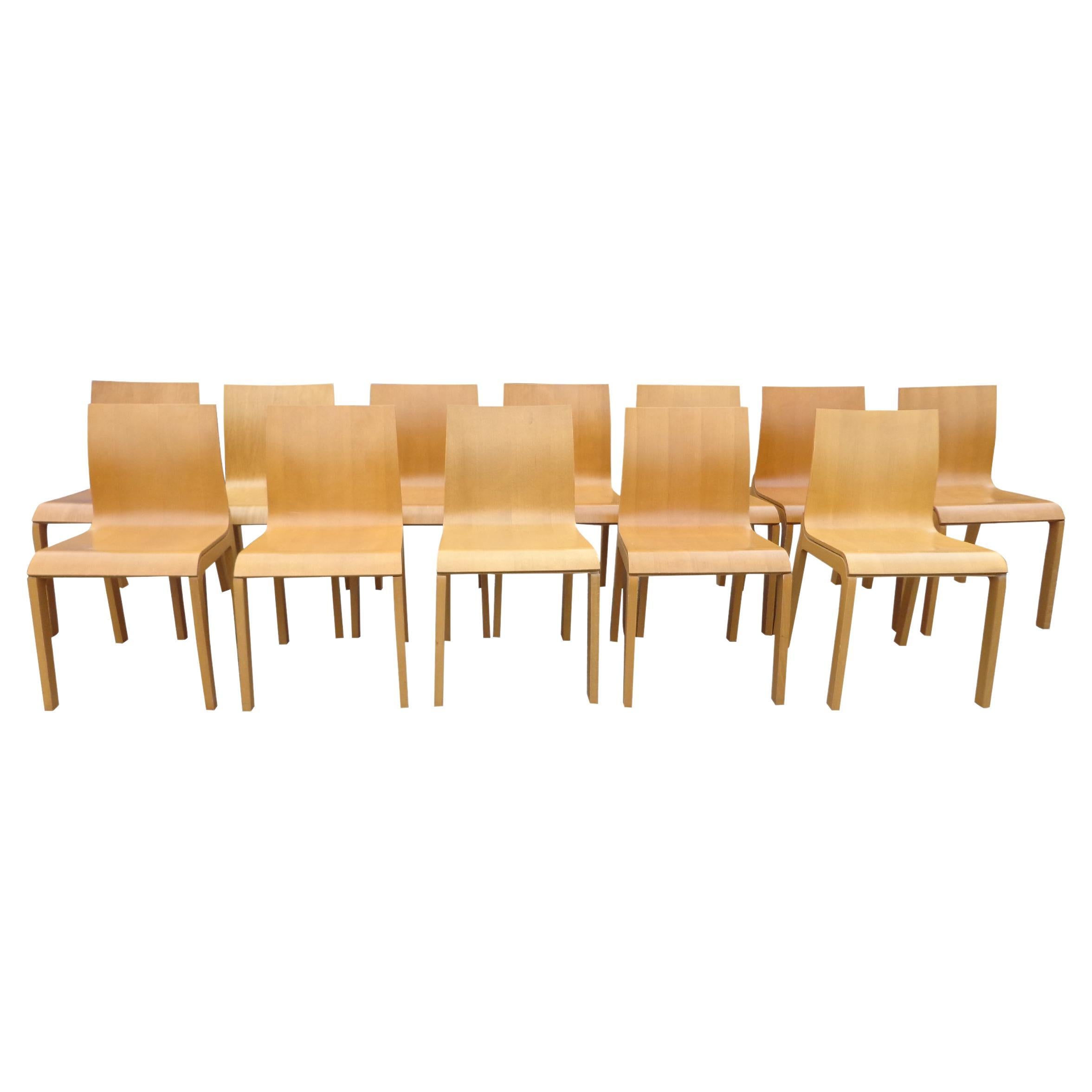 Set of 8 Italian bross beetle dining chairs by Enzo Berti

Designed by Enzo Berti, the Beetle chair offers a simple design to compliment any dining table or breakfast nook. The molded wood frame in beech adds warmth to this modern design. 
Marked