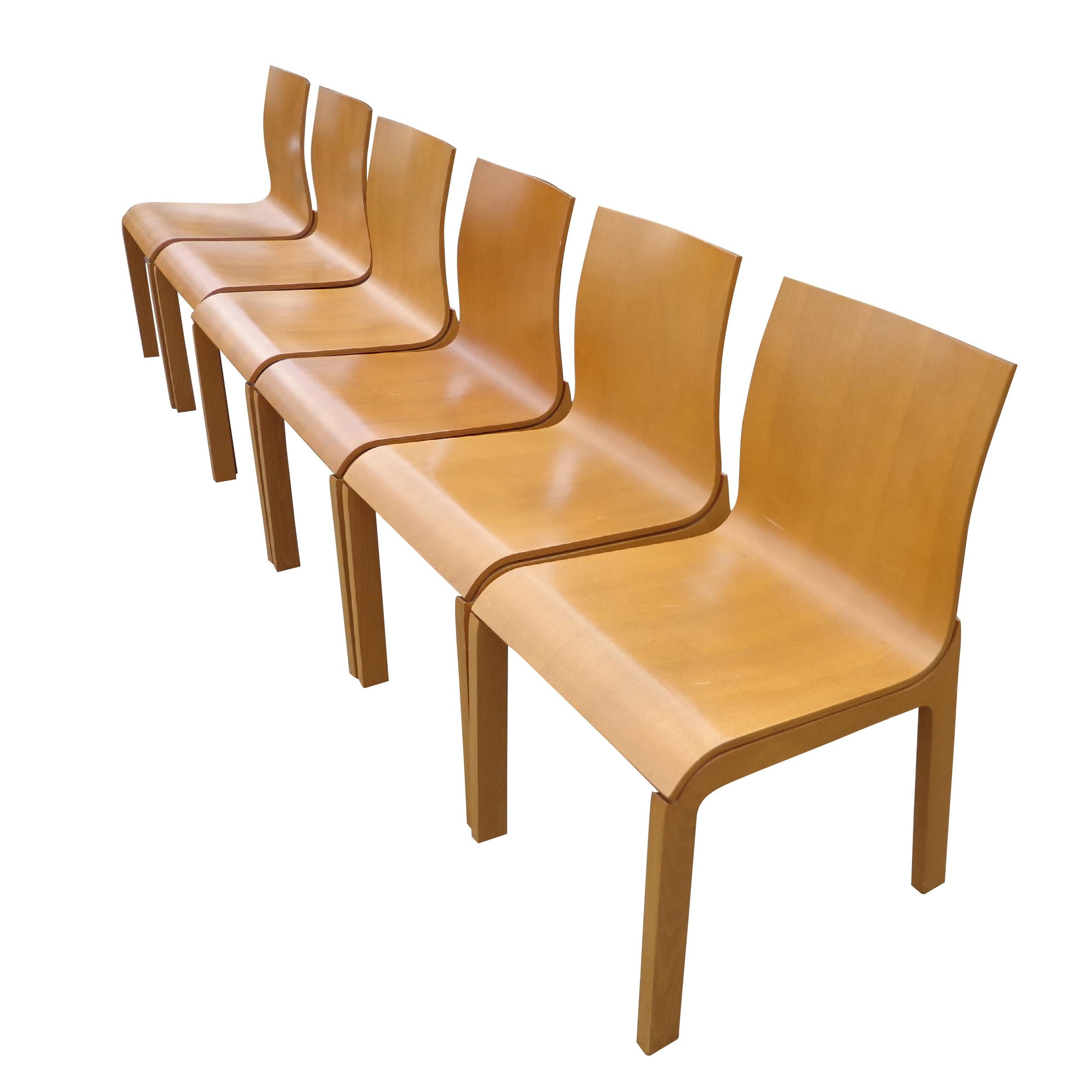 Molded Set of 8 Italian Bross Beetle Dining Chairs by Enzo Berti For Sale
