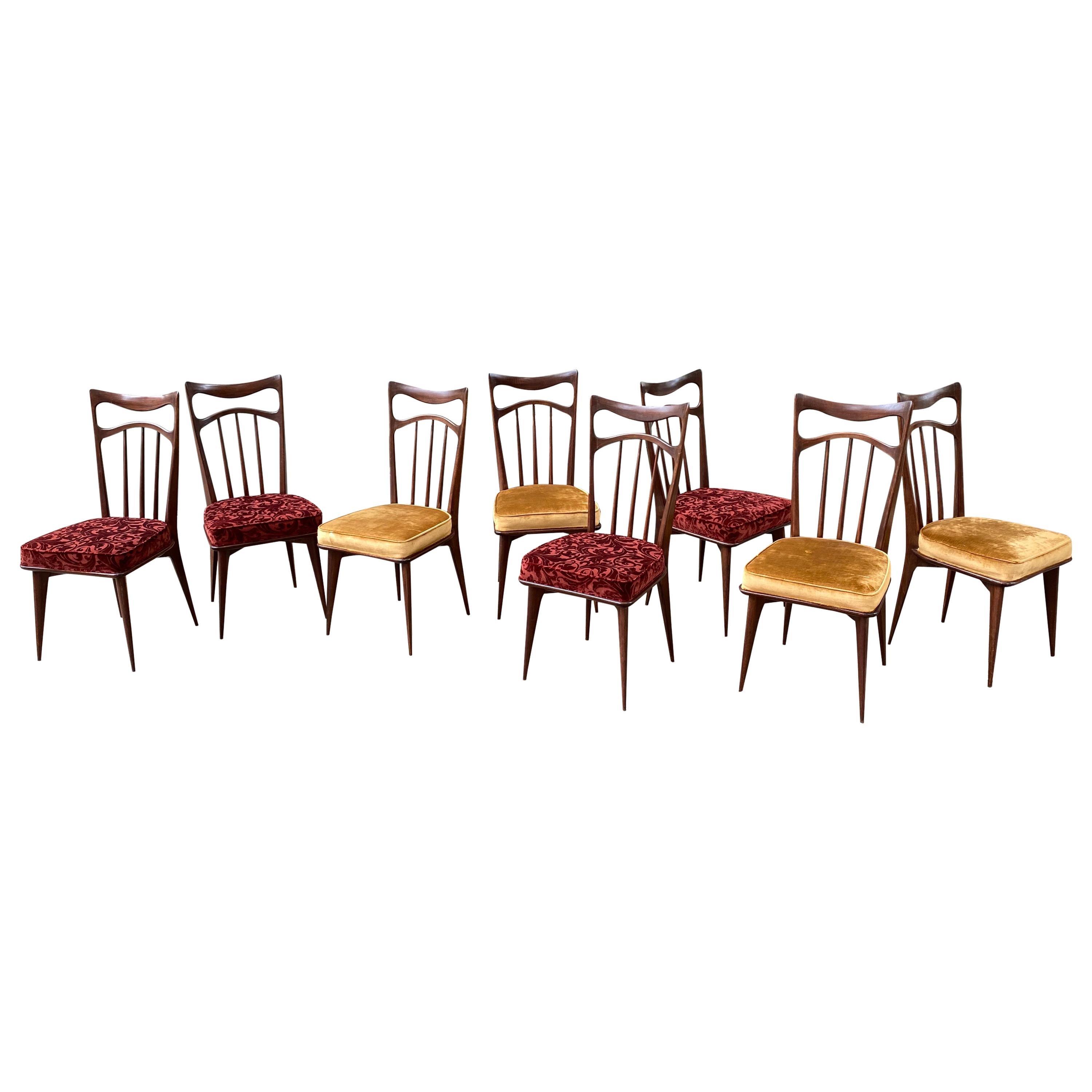 Set of 8 Italian Dining Chairs in the Style of Gio Ponti