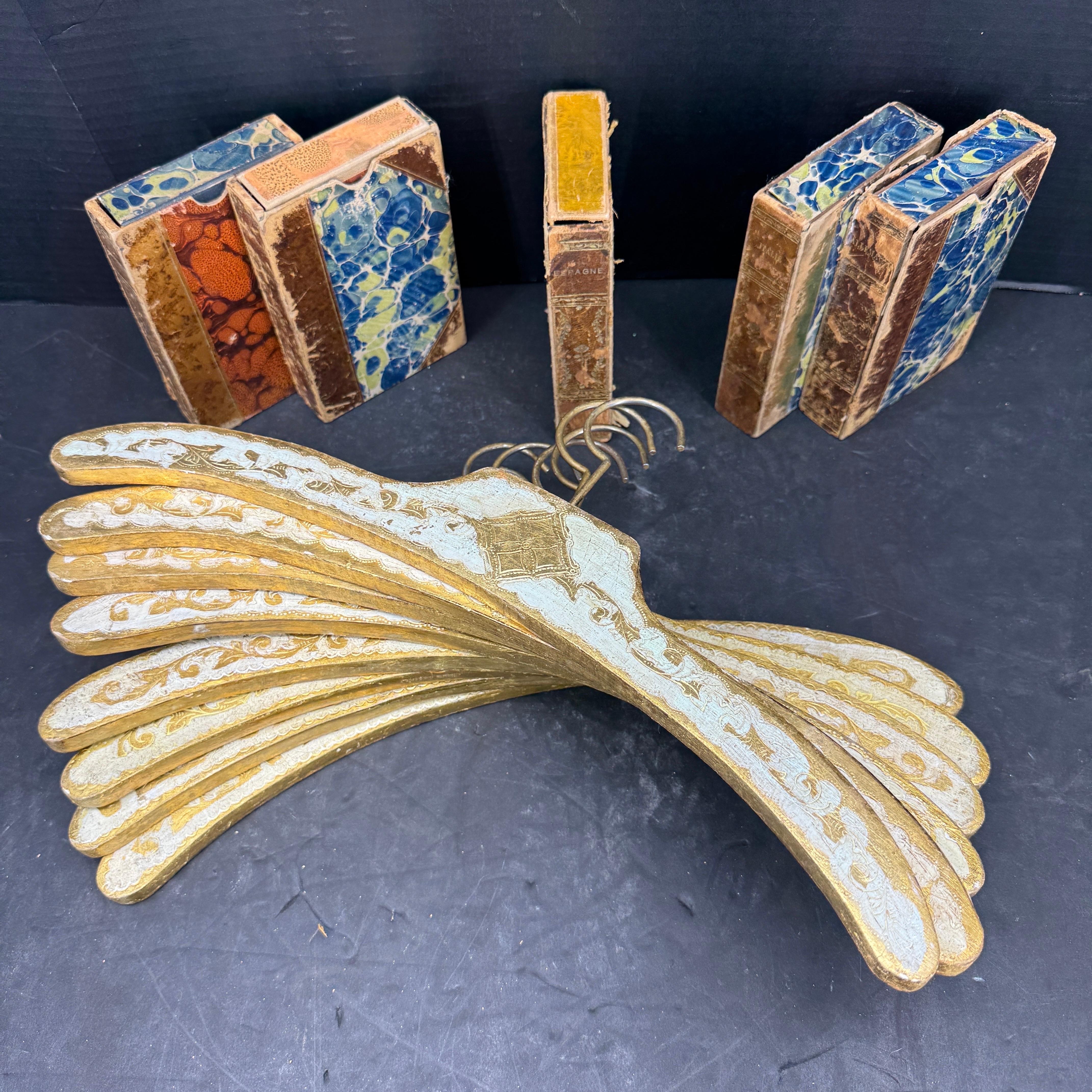 Set of 8 Italian Florentine Gilt Wood Clothing Hangers For Sale 6