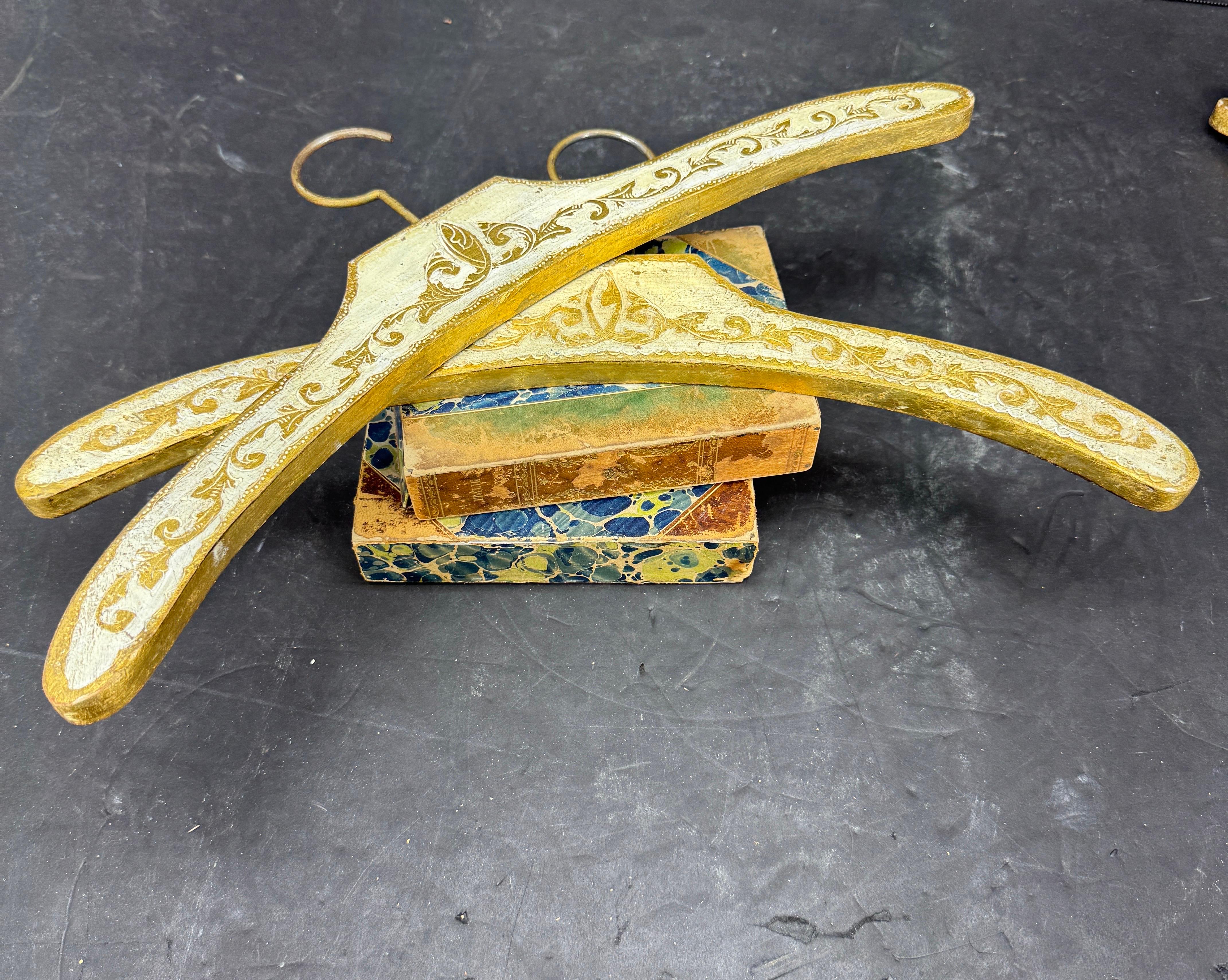 Set of 8 Italian Florentine Gilt Wood Clothing Hangers For Sale 7