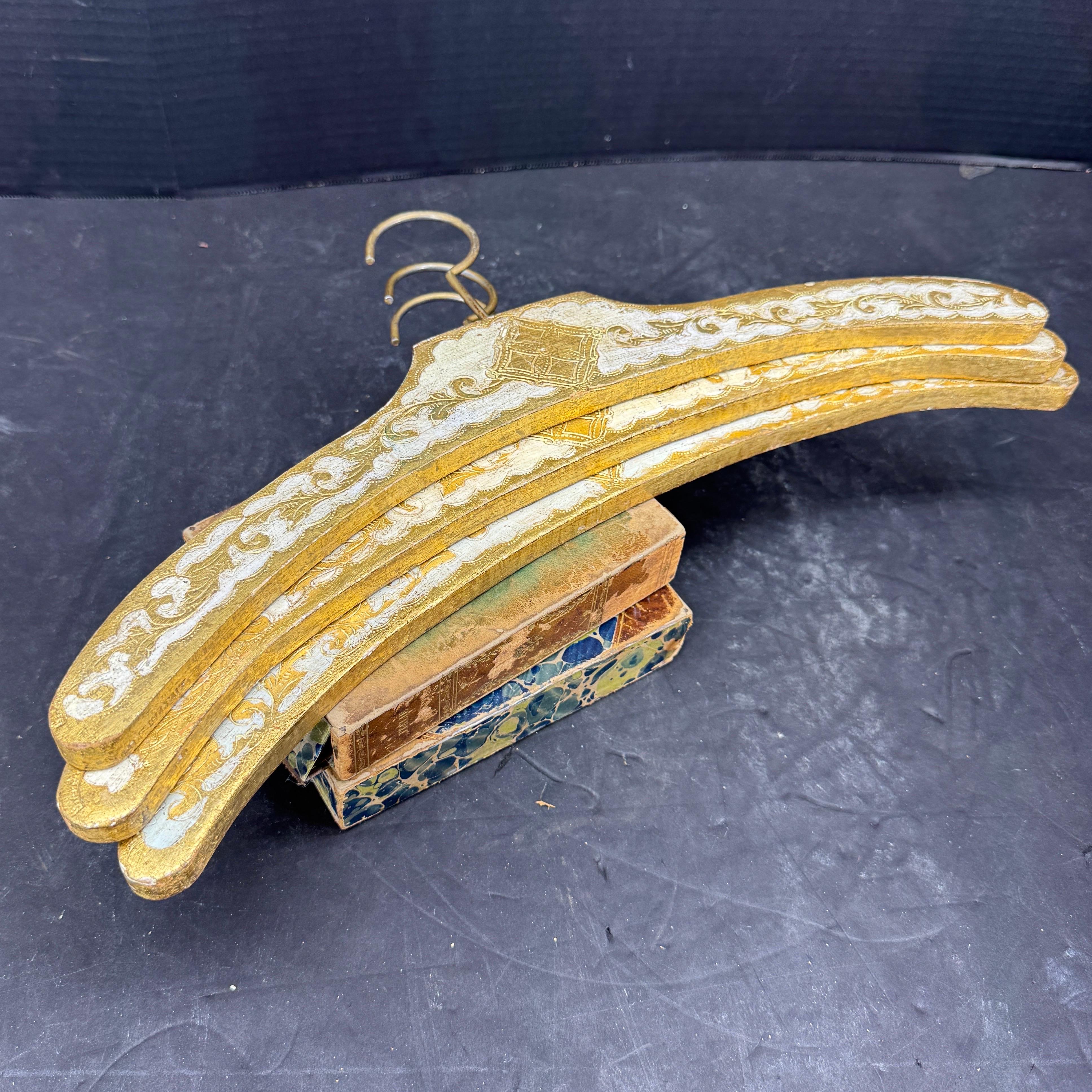 Set of 8 Italian Florentine Gilt Wood Clothing Hangers For Sale 8