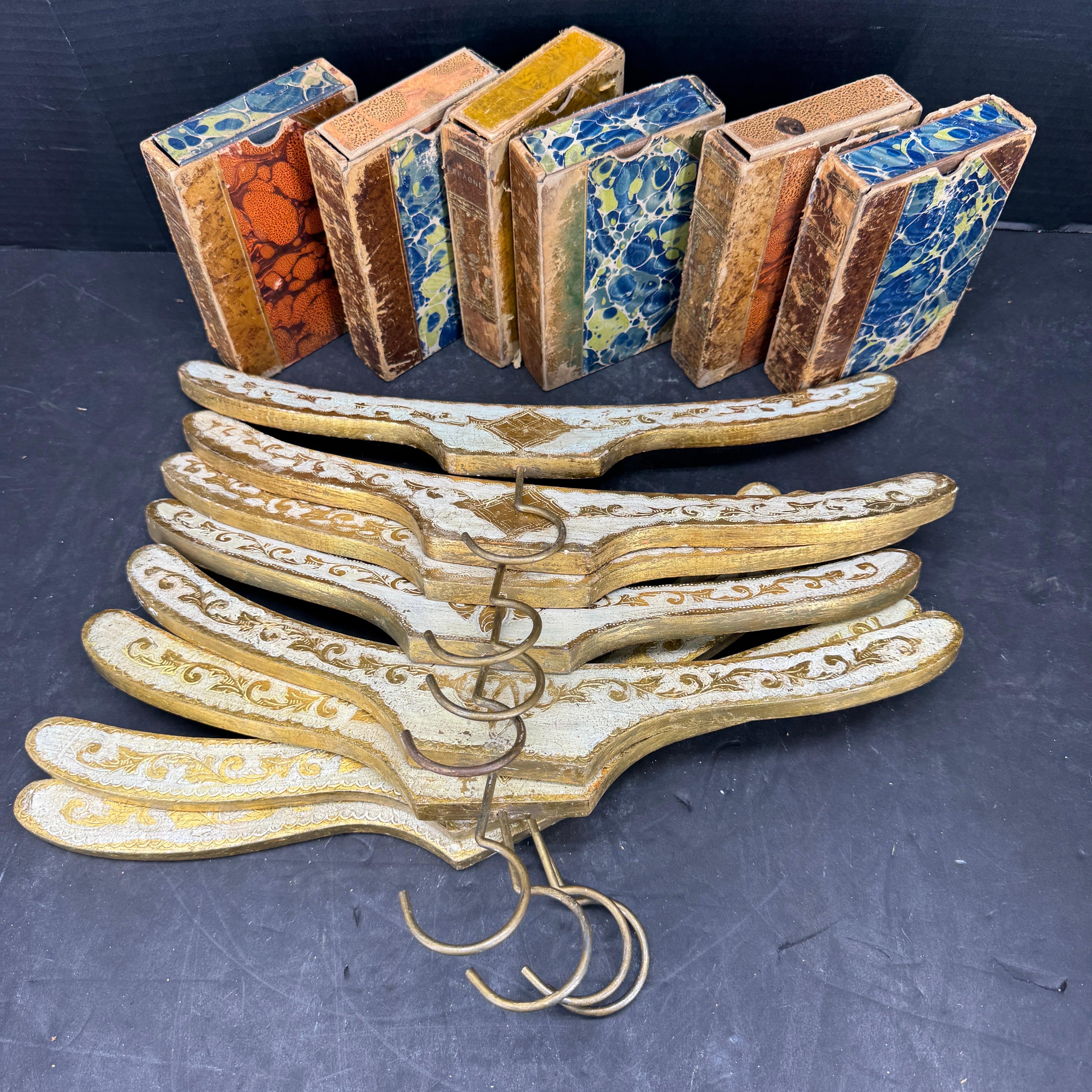 Set of 8 Italian Florentine Gilt Wood Clothing Hangers For Sale 9