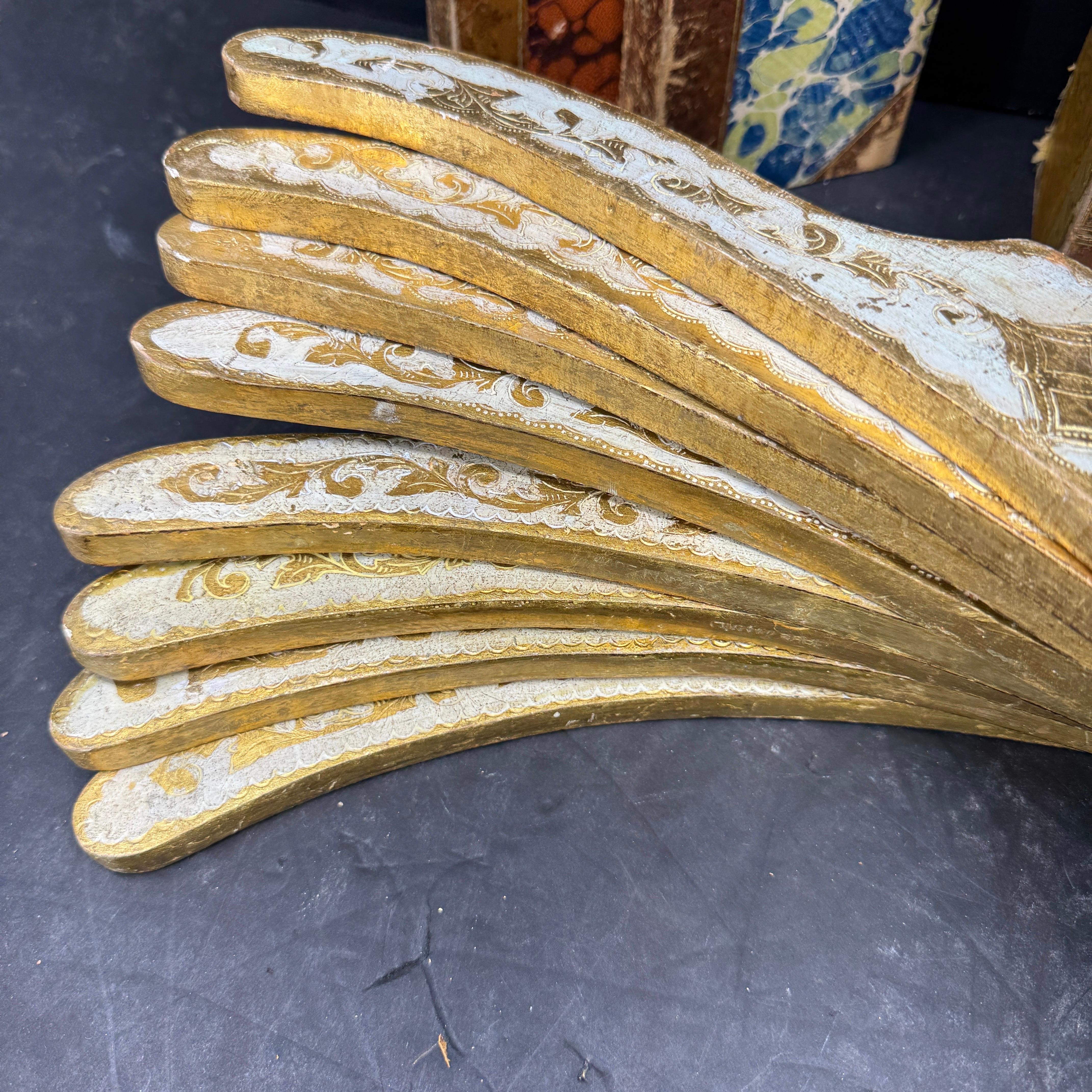 Set of 8 Italian Florentine Gilt Wood Clothing Hangers In Good Condition For Sale In Haddonfield, NJ