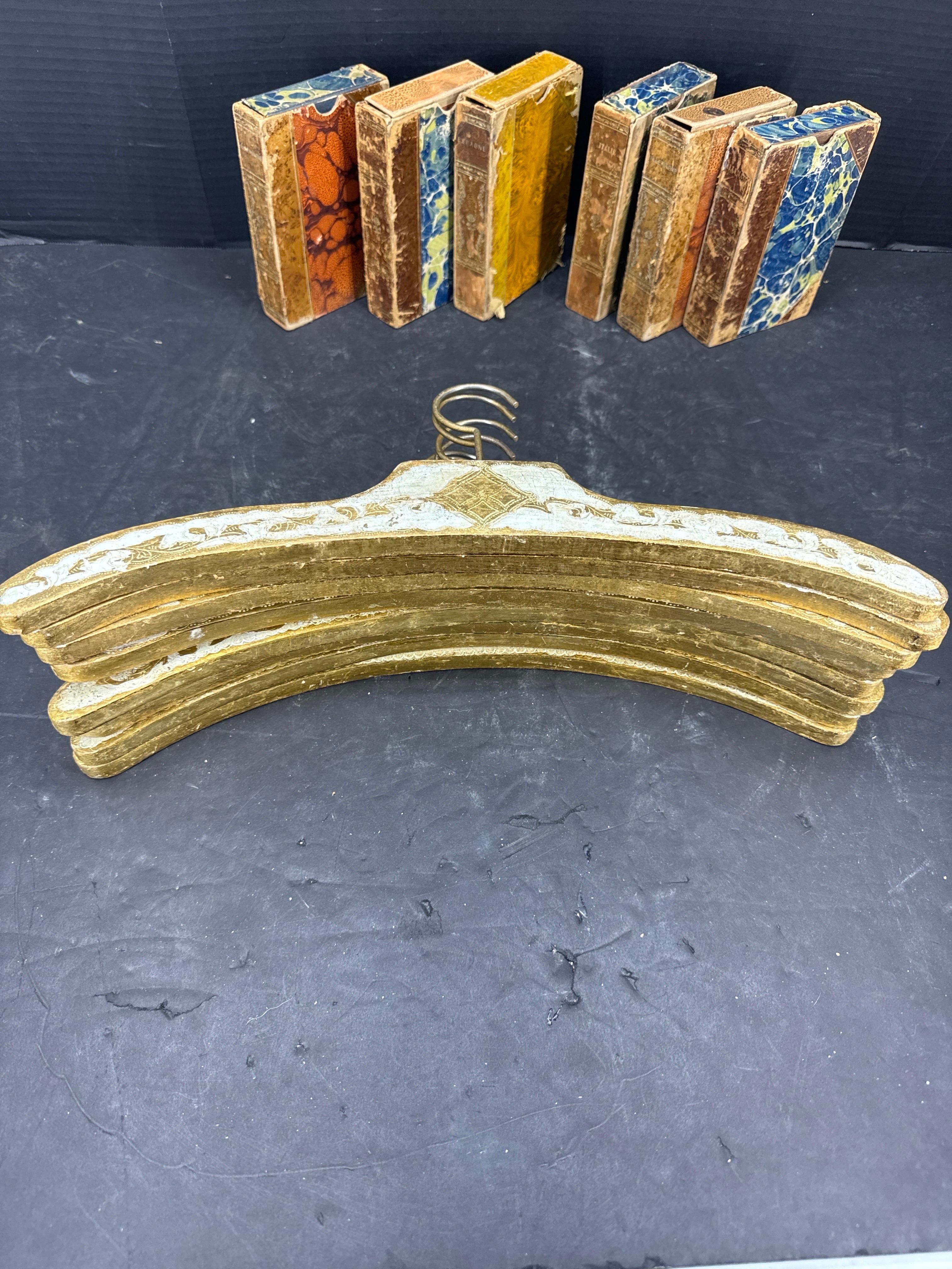 Set of 8 Italian Florentine Gilt Wood Clothing Hangers For Sale 1