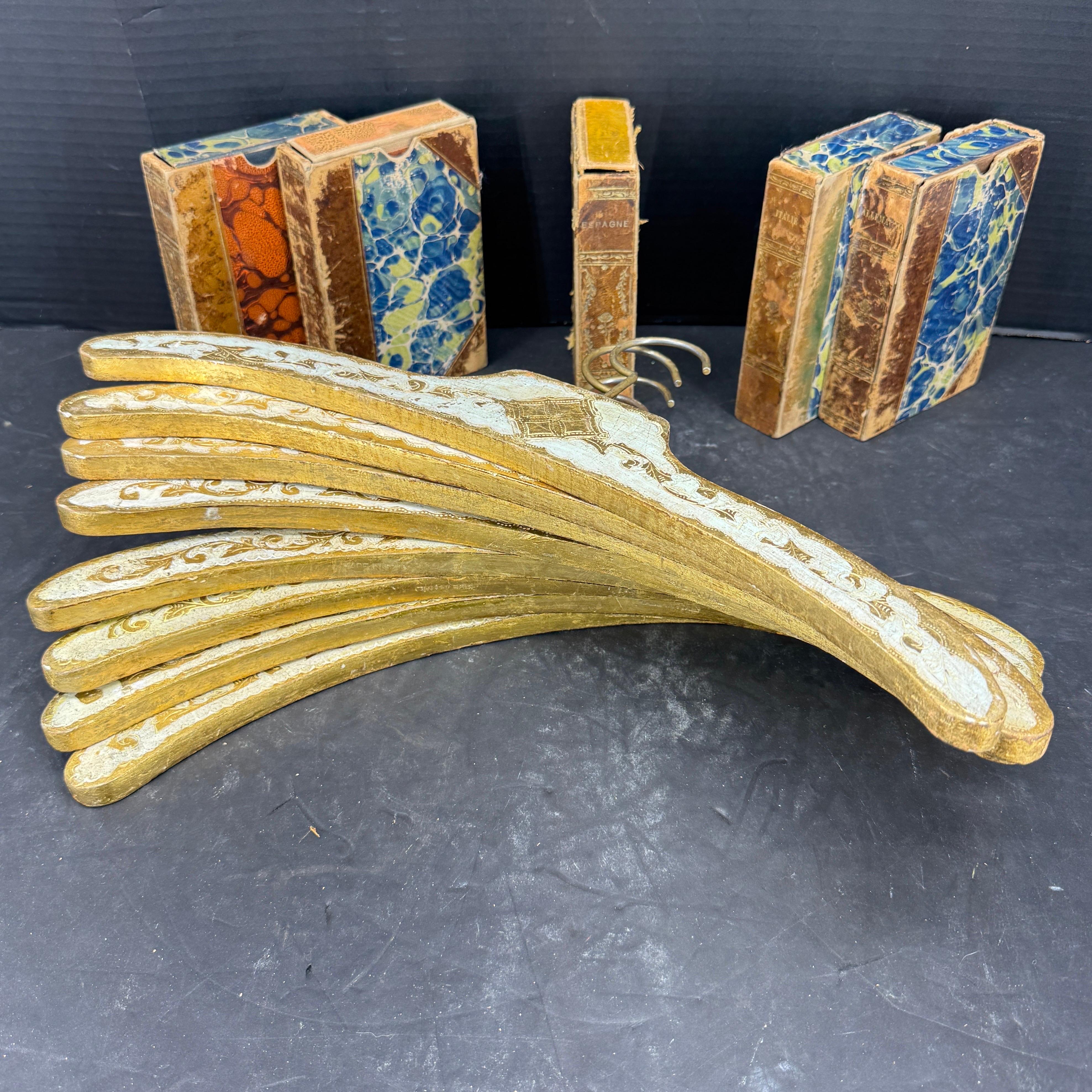 Set of 8 Italian Florentine Gilt Wood Clothing Hangers For Sale 2