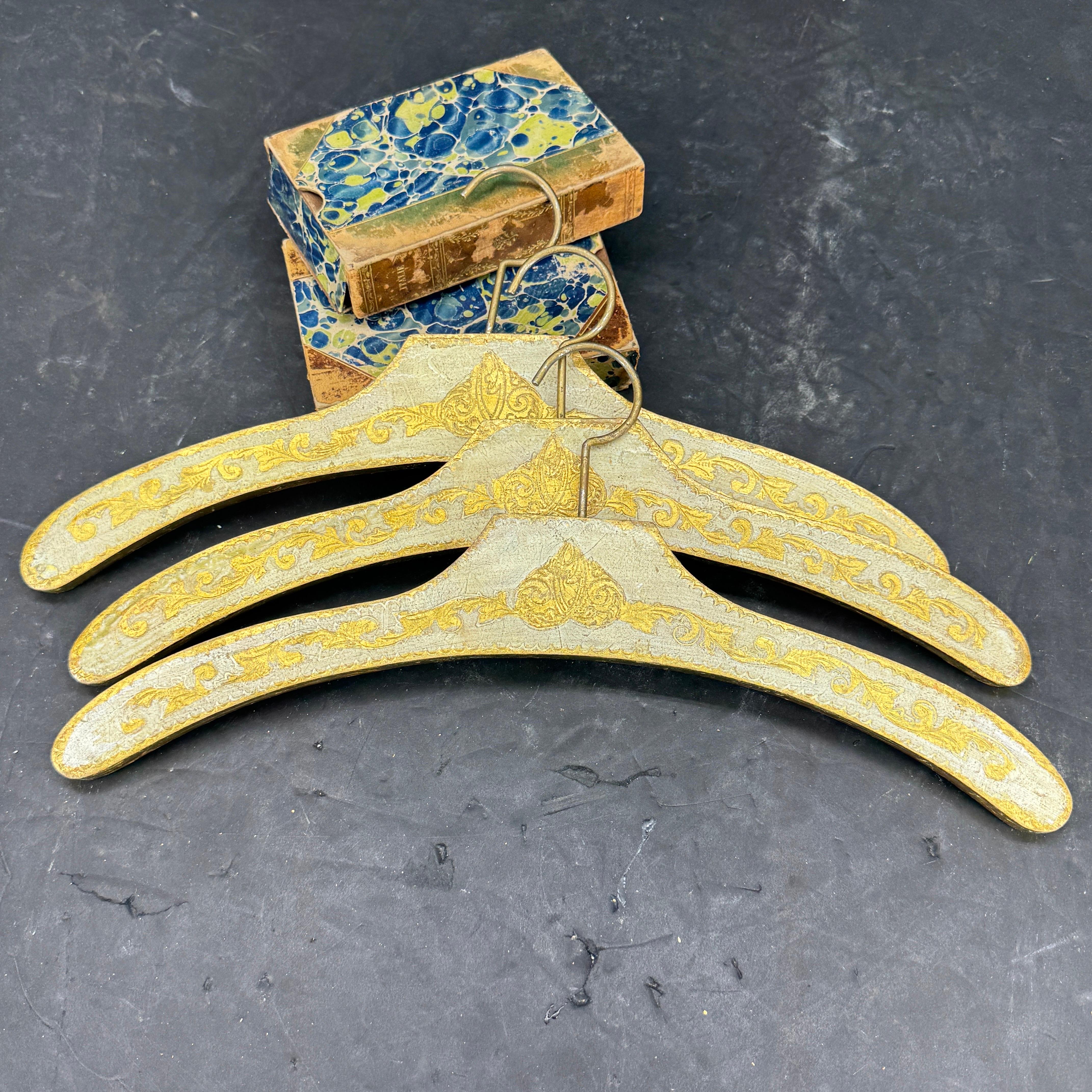Set of 8 Italian Florentine Gilt Wood Clothing Hangers For Sale 3