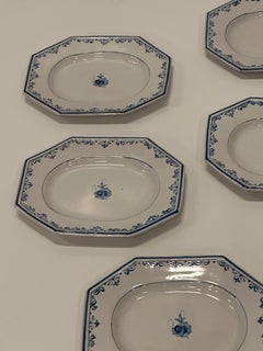 Set of 8 Italian Hand Painted Glazed Octagonal Pottery Plates by Gumps