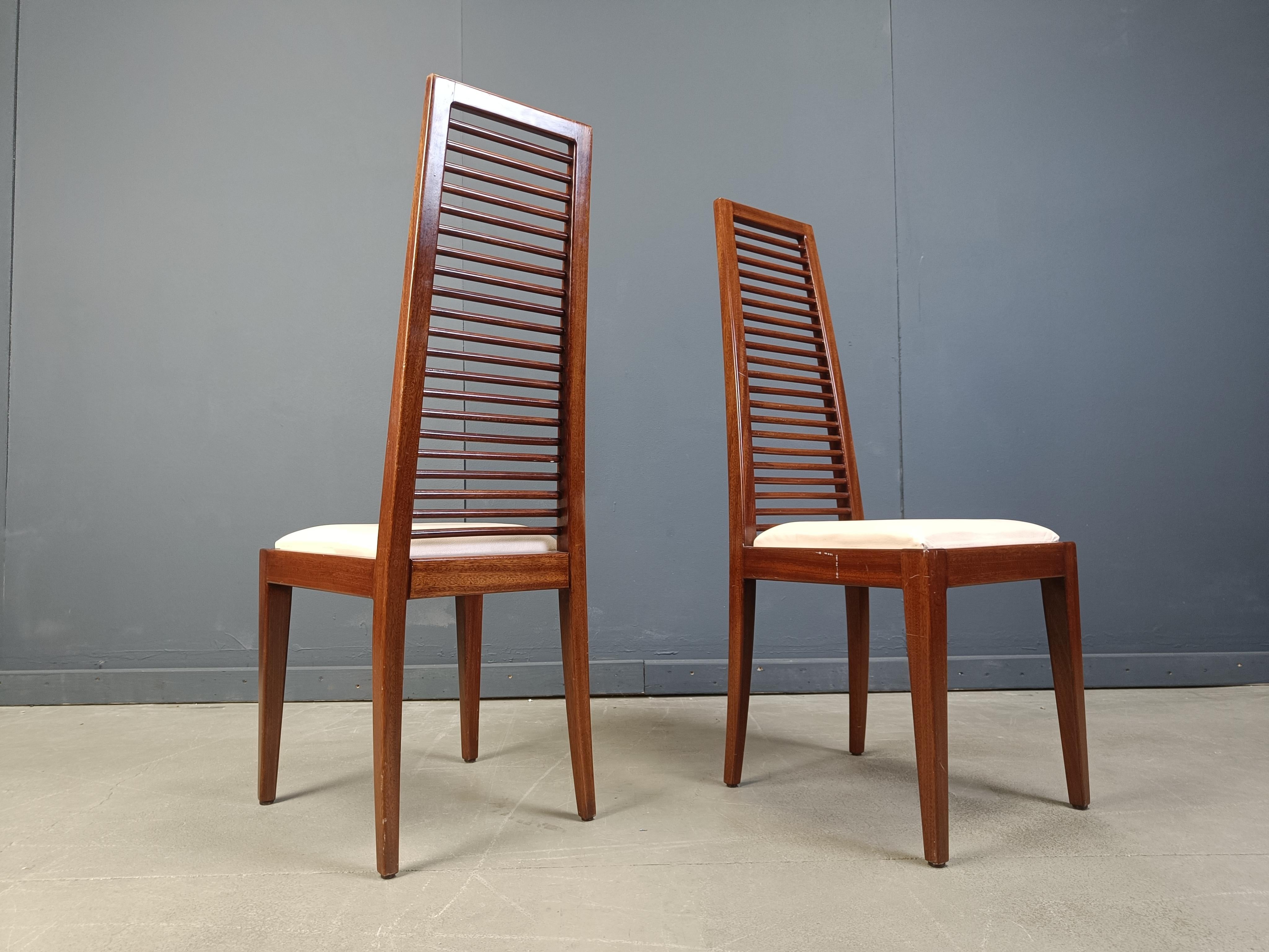 Set of 8 Italian high back dining chairs, 1980s For Sale 5