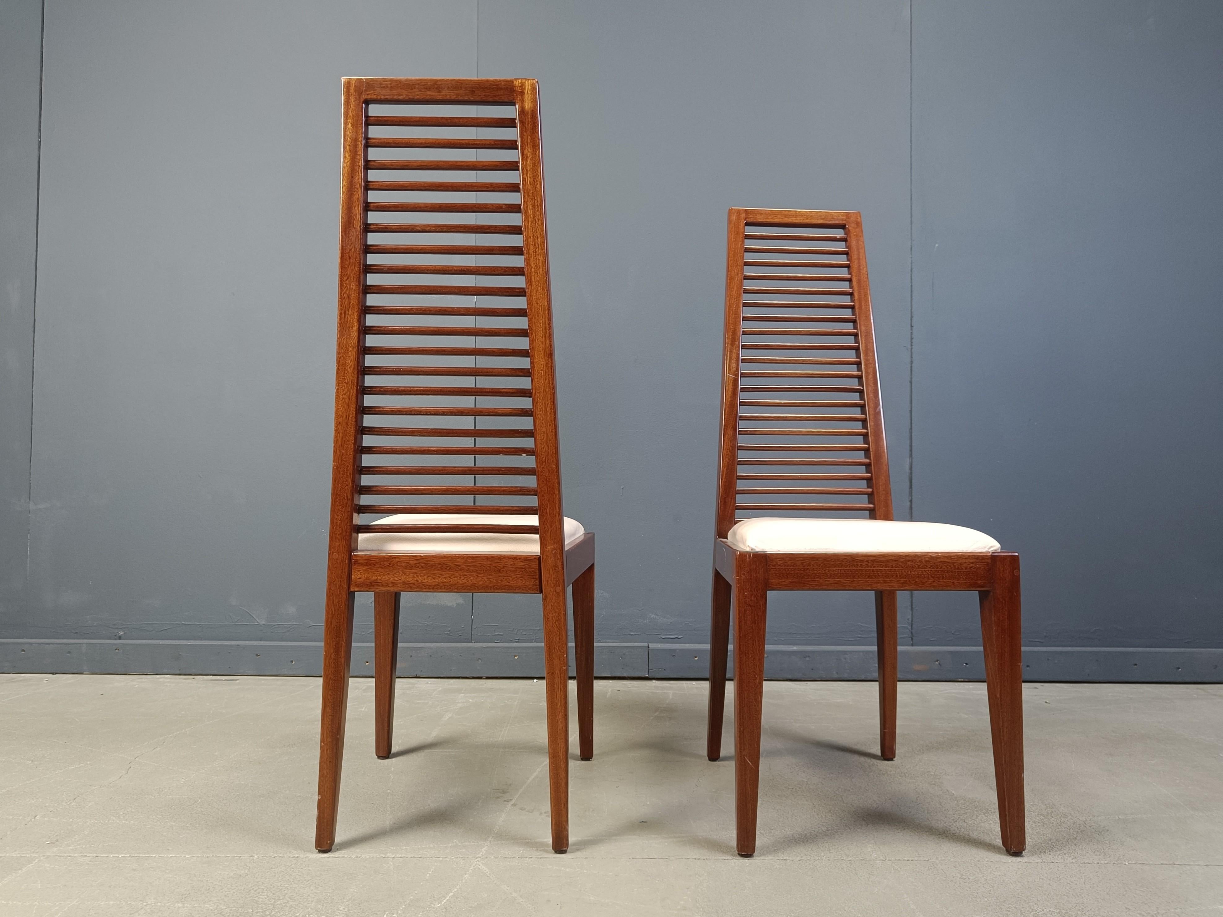 Set of 8 Italian high back dining chairs, 1980s For Sale 6