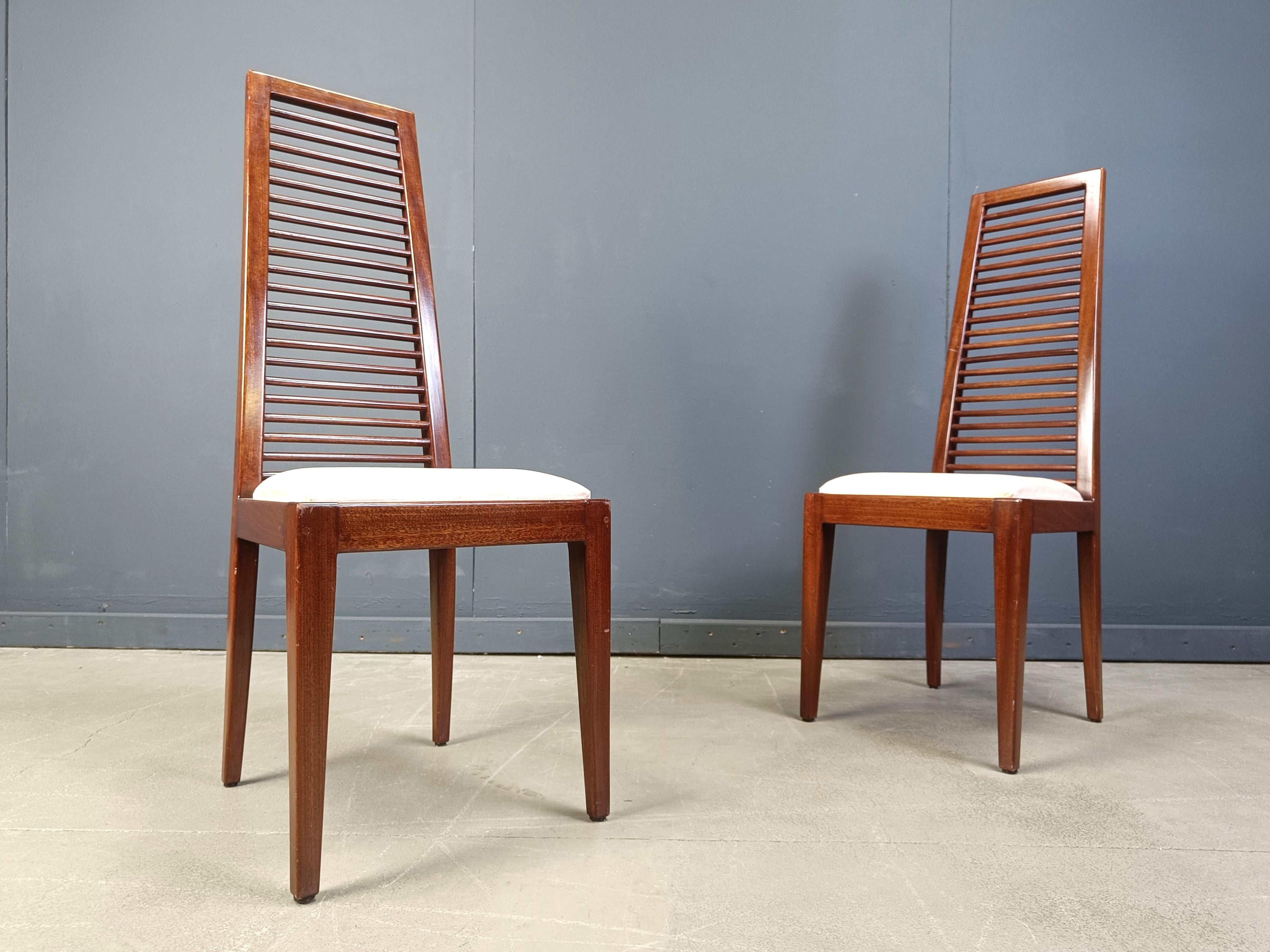 Set of 8 Italian high back dining chairs, 1980s For Sale 3