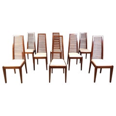 Set of 8 Italian high back dining chairs, 1980s