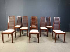 Set of 8 Italian high back dining chairs, 1980s