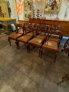 Set of 8 italian Leather Side Chairs