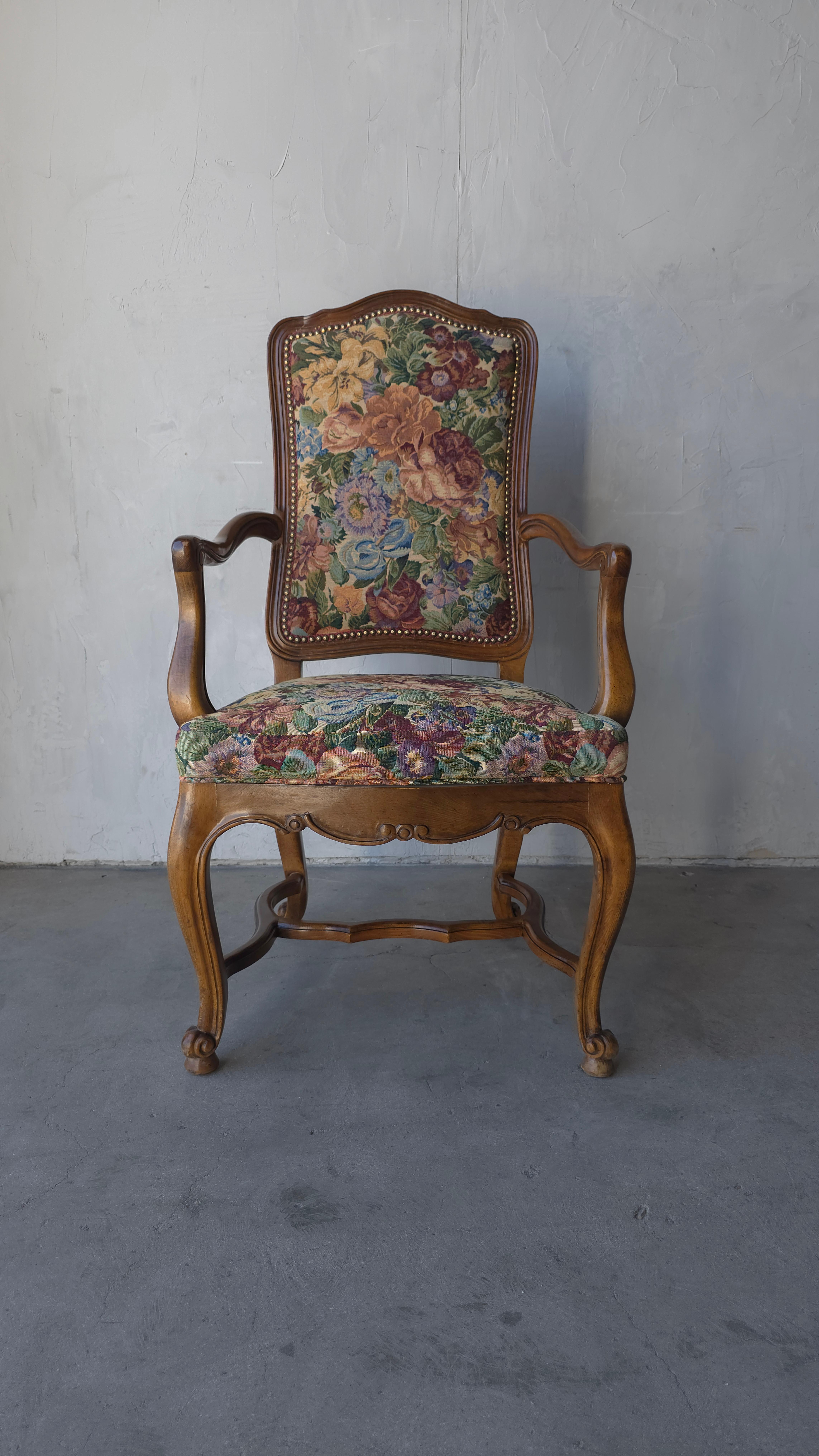 Set of 8 Italian Louis XV Style Tapestry Dining Chairs For Sale 6