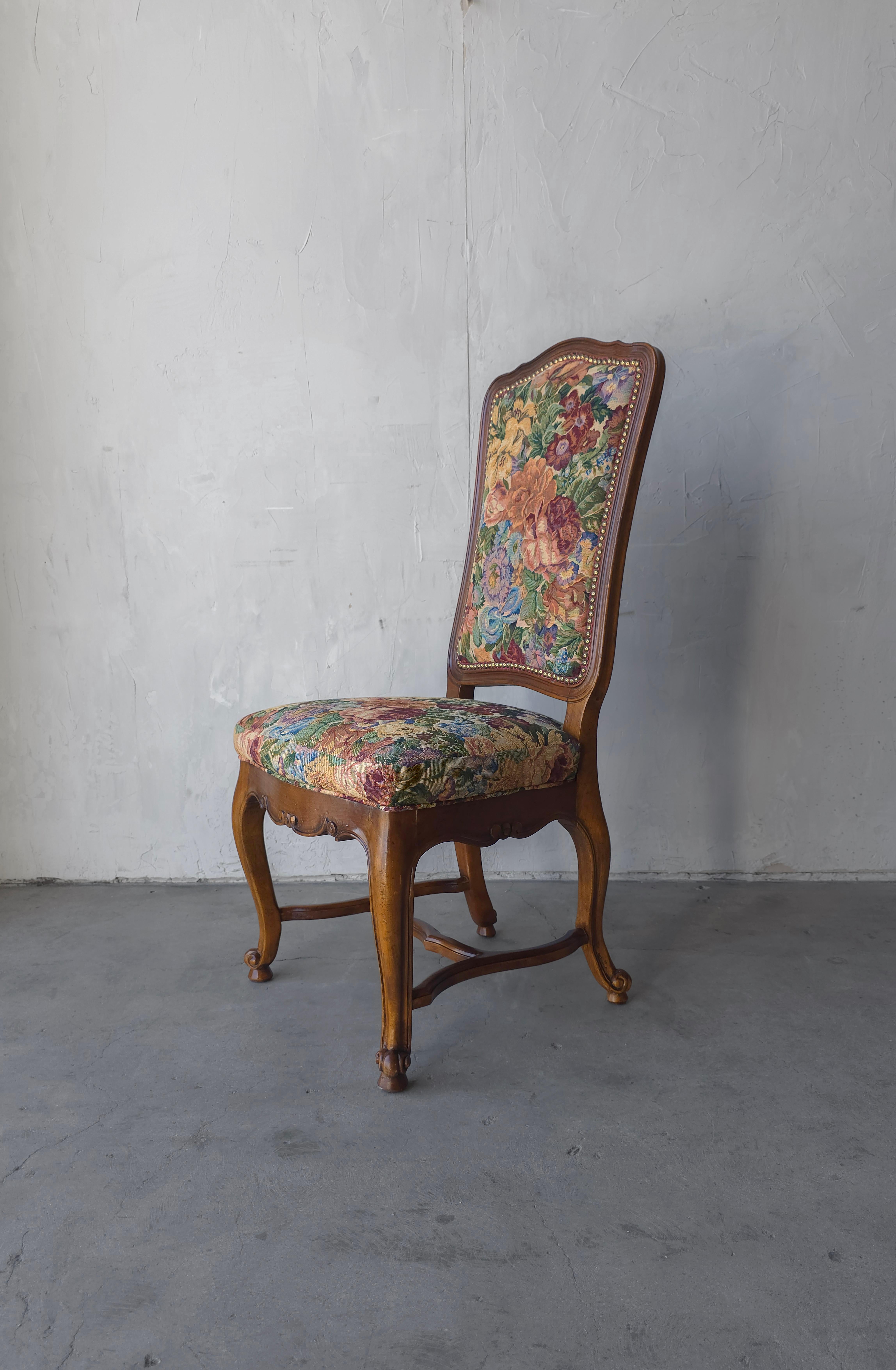 Set of 8 Italian Louis XV Style Tapestry Dining Chairs For Sale 8