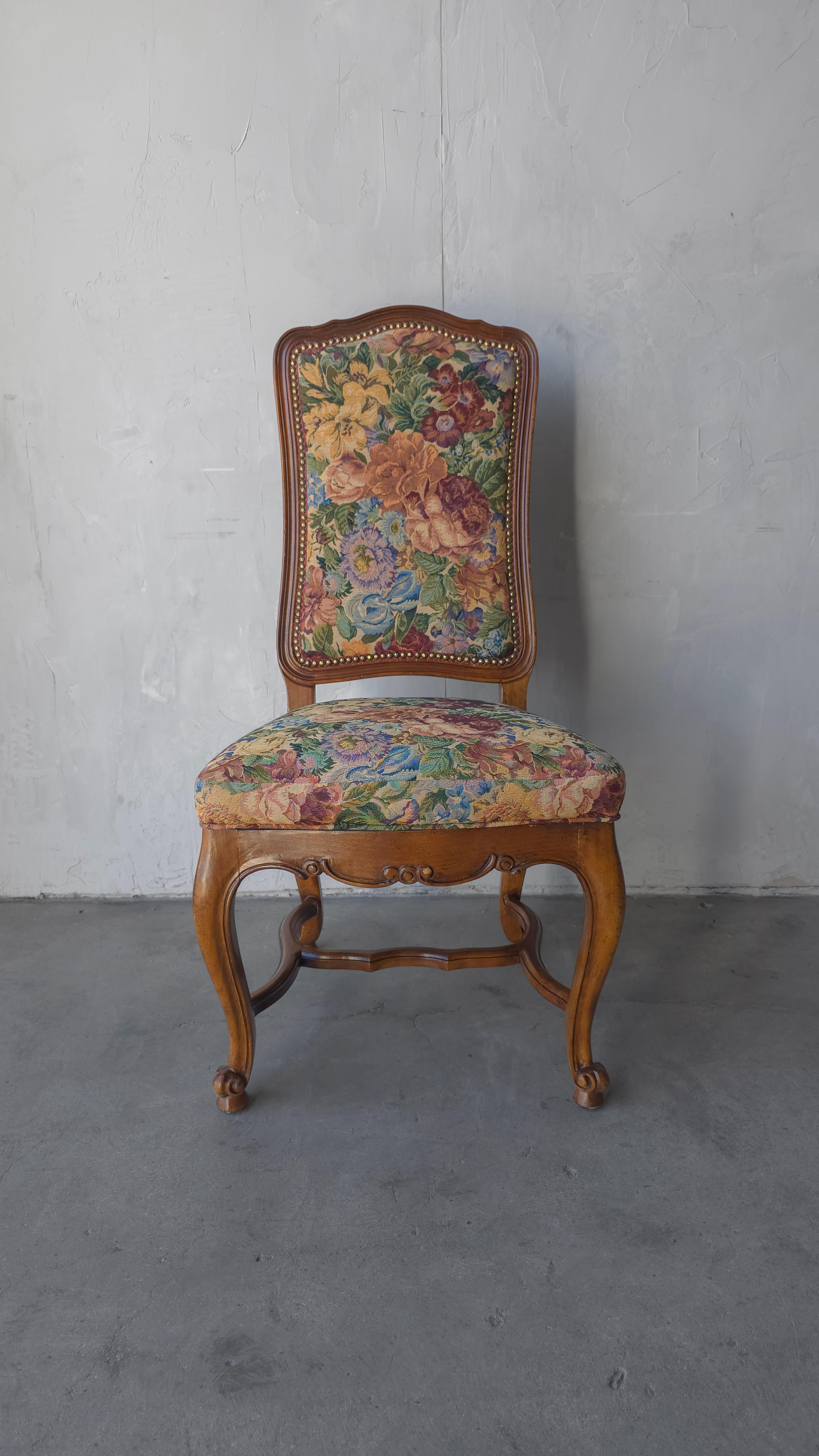 Set of 8 Italian Louis XV Style Tapestry Dining Chairs For Sale 9