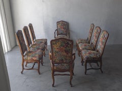 Set of 8 Italian Louis XV Style Tapestry Dining Chairs