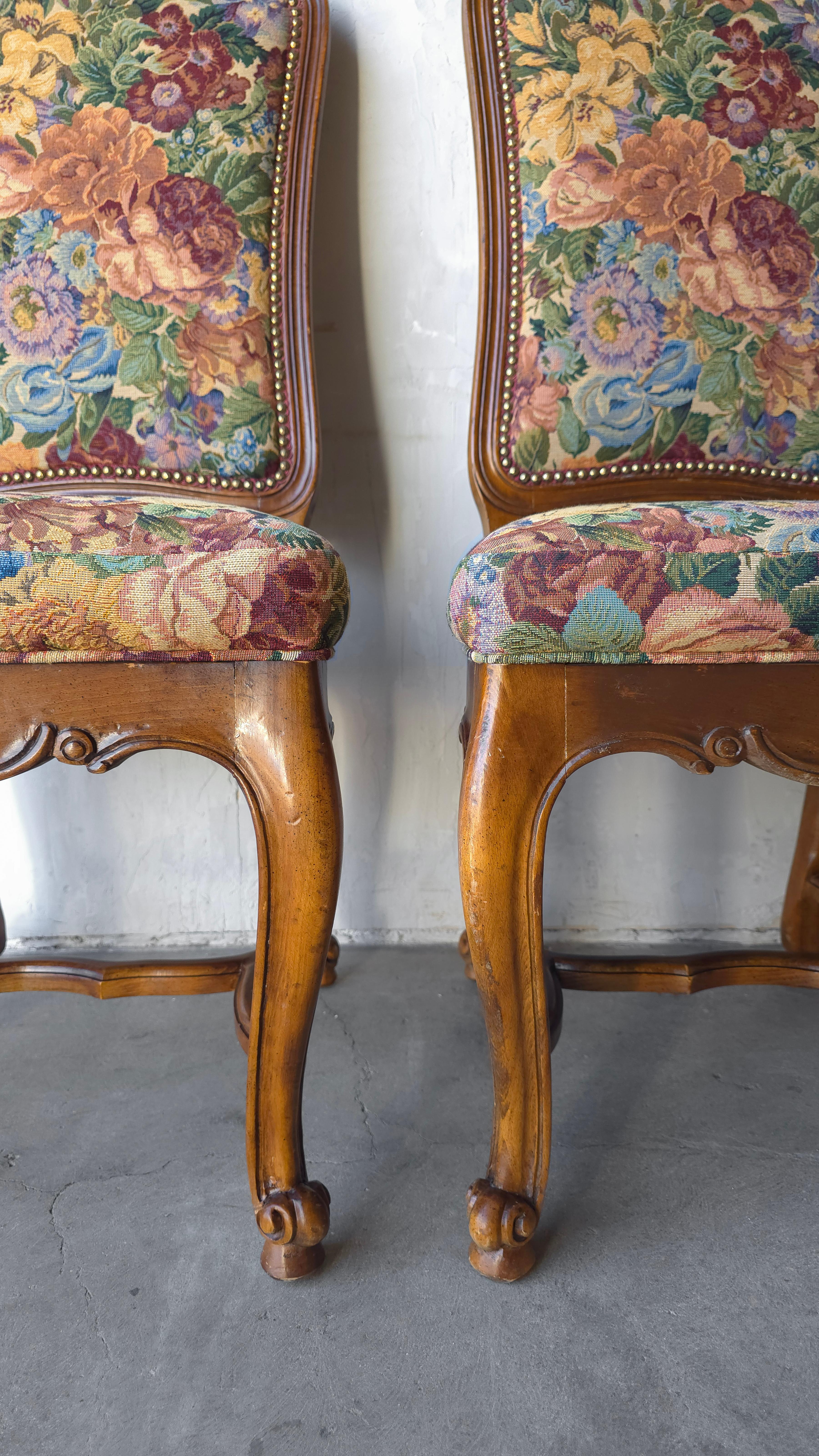 Set of 8 Italian Louis XV Style Tapestry Dining Chairs For Sale 1