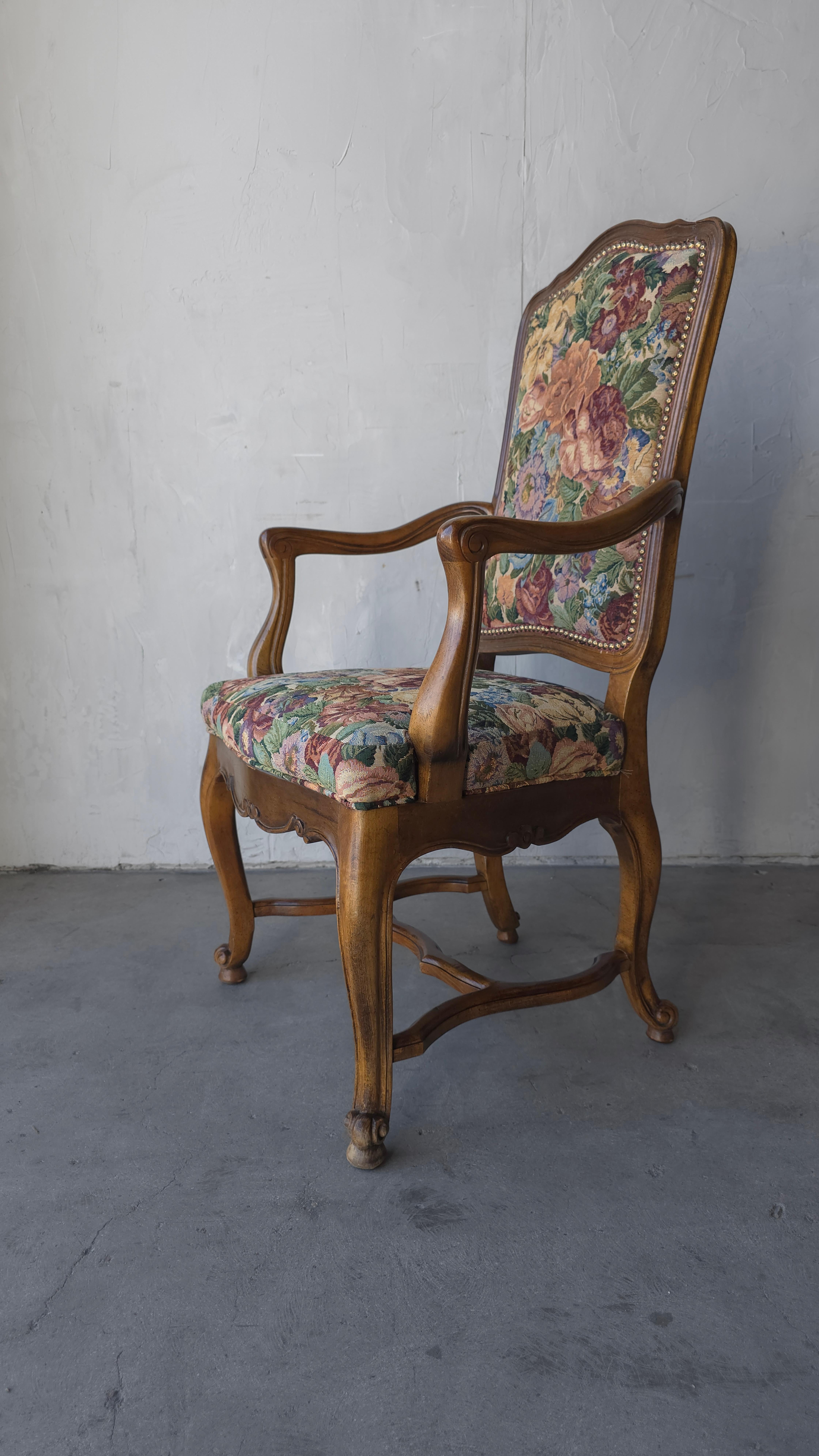 Set of 8 Italian Louis XV Style Tapestry Dining Chairs For Sale 5