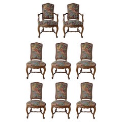 Set of 8 Italian Louis XV Style Tapestry Dining Chairs