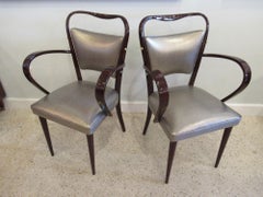 Set of 8 Italian Modern Dark Walnut Armchairs, Paolo Buffa