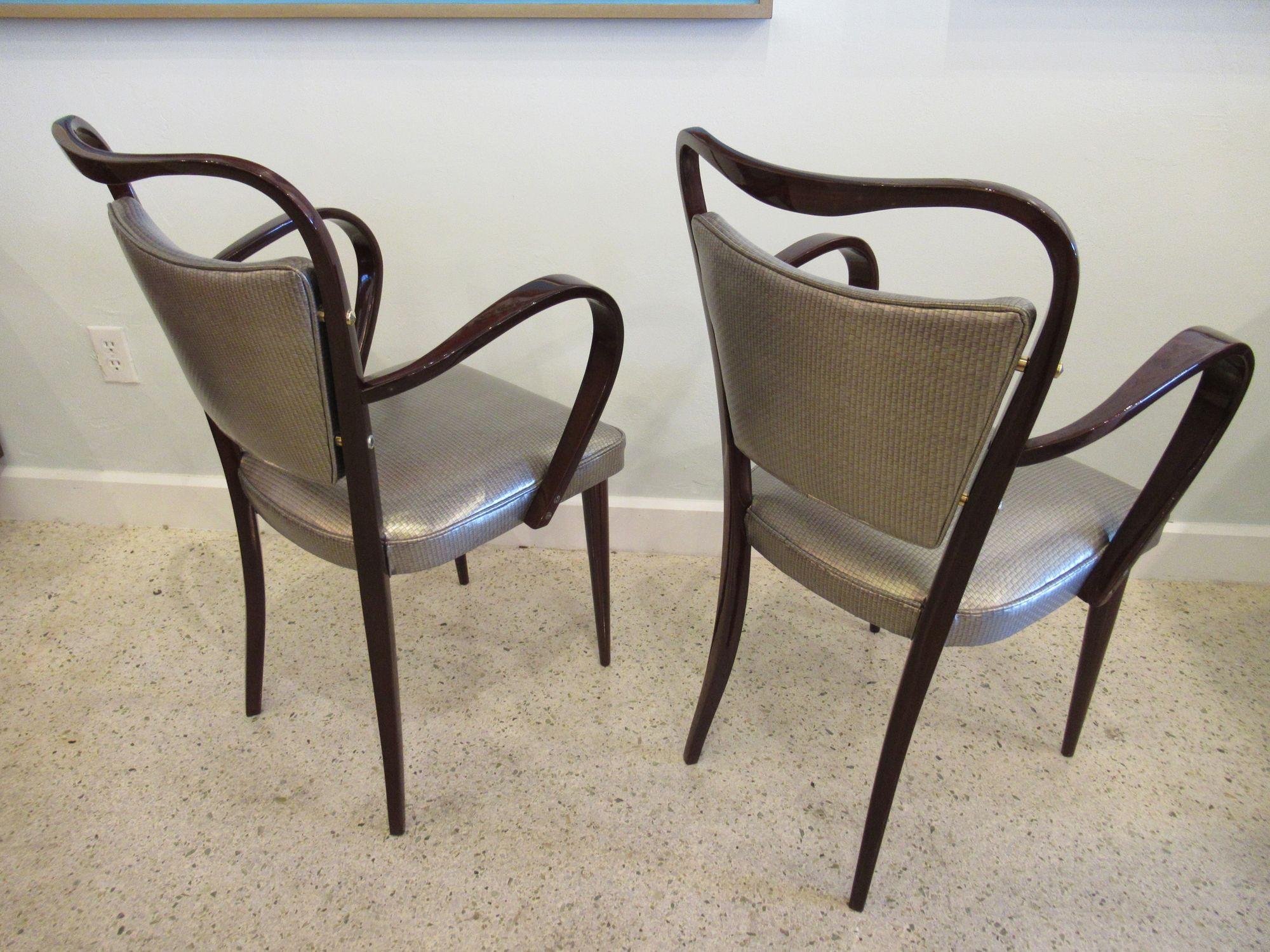 Mid-Century Modern Set of 8 Italian Modern Dark Walnut Armchairs, Paolo Buffa For Sale