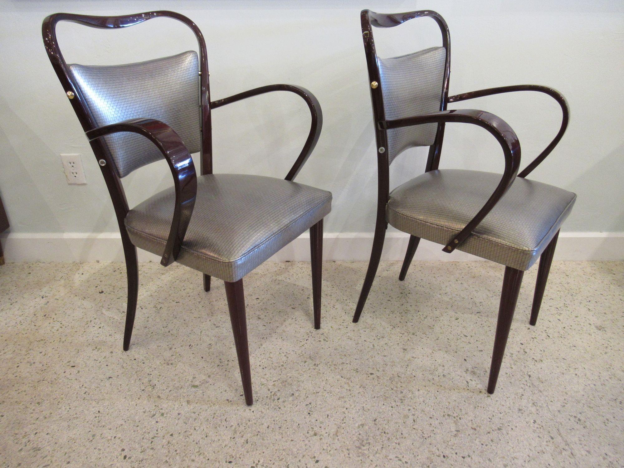 Set of 8 Italian Modern Dark Walnut Armchairs, Paolo Buffa In Good Condition For Sale In Hollywood, FL