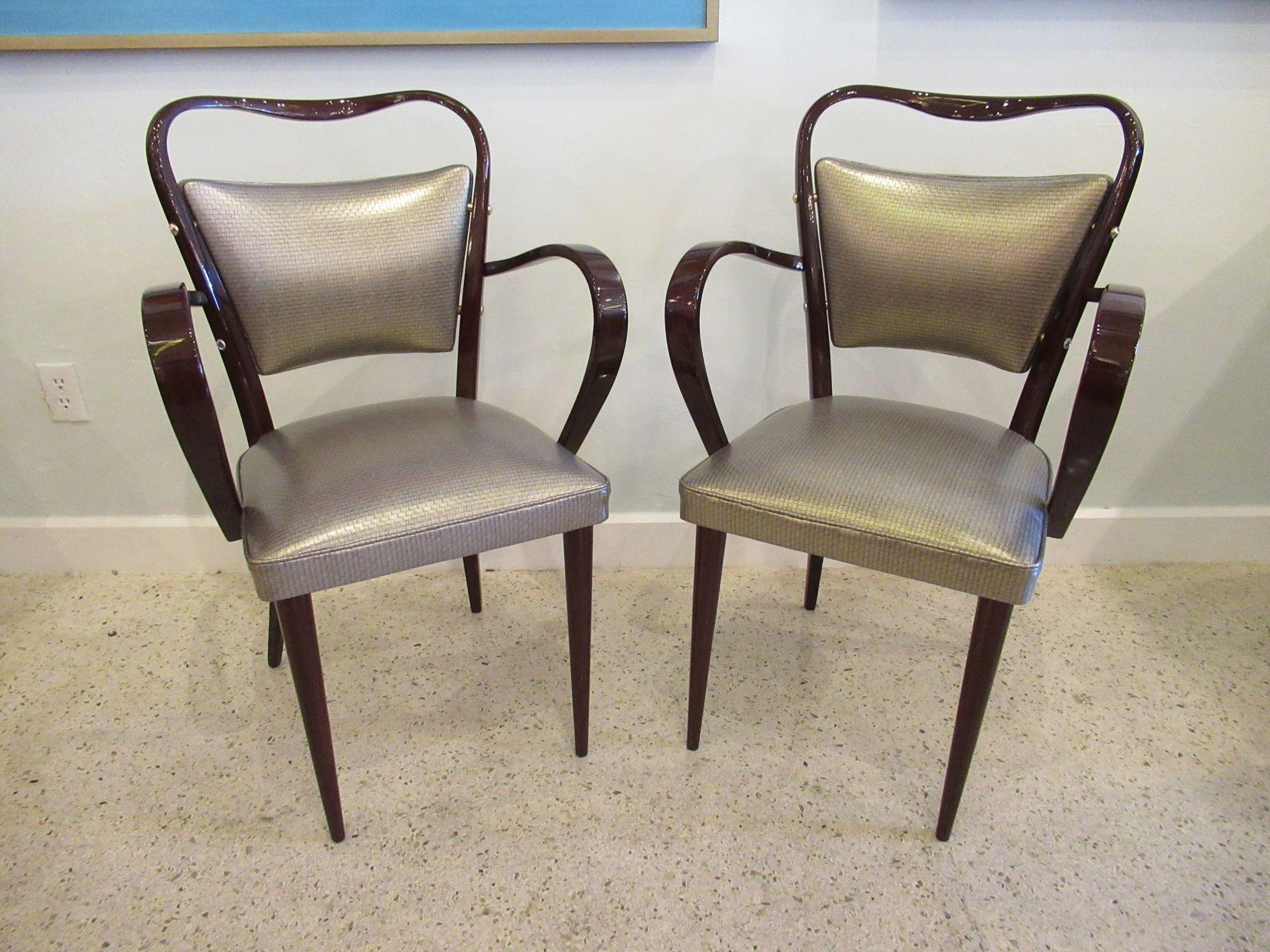 Mid-20th Century Set of 8 Italian Modern Dark Walnut Armchairs, Paolo Buffa For Sale
