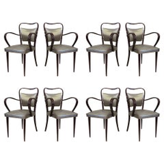Set of 8 Italian Modern Dark Walnut Armchairs, Paolo Buffa
