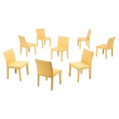 Set of 8 Italian Modern Leather Dining Chairs by Arper, c. 1990's