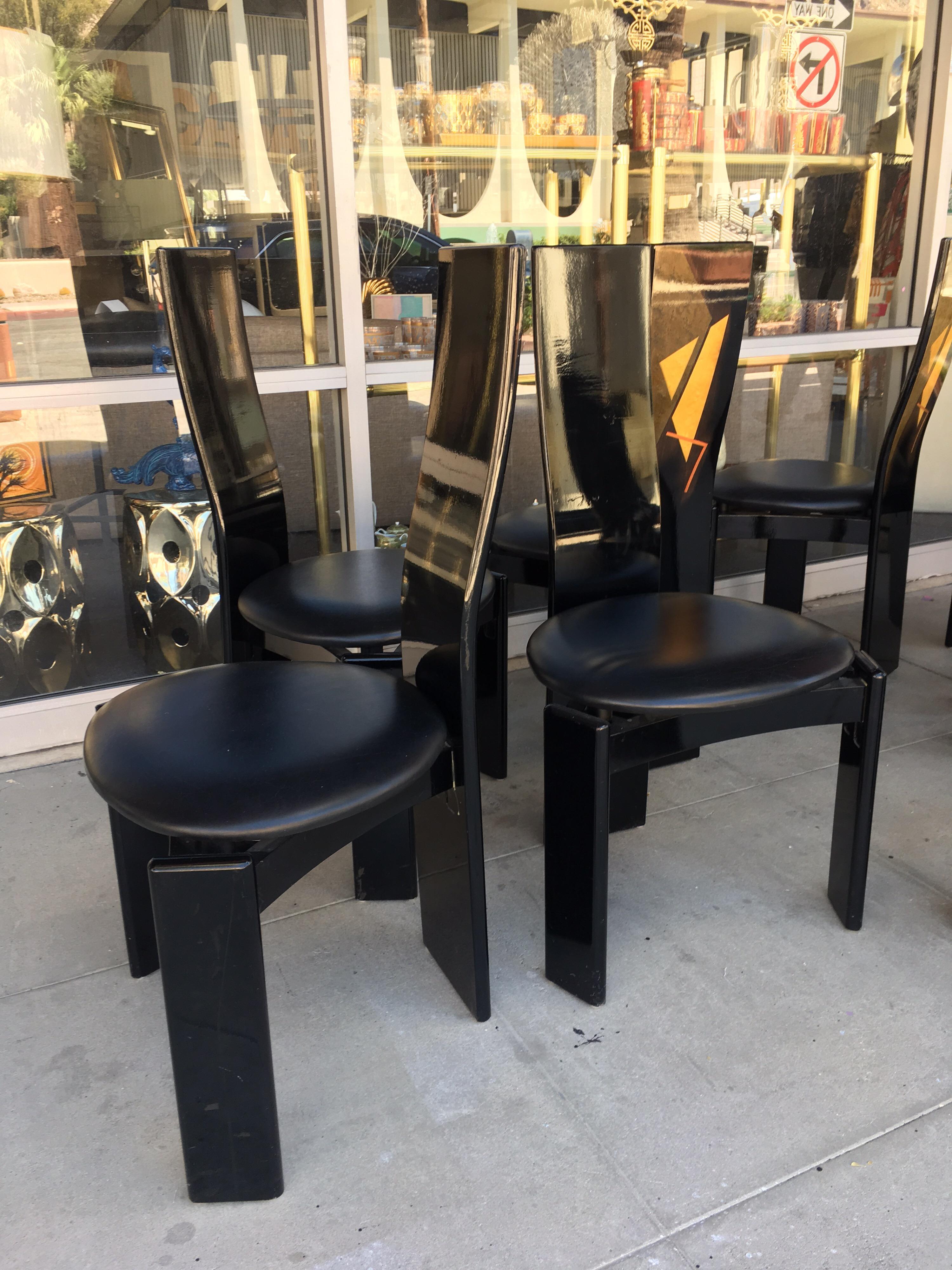 Post-Modern Set of 8 Italian Post Modern Design Dining Chairs by Pietro Costantini