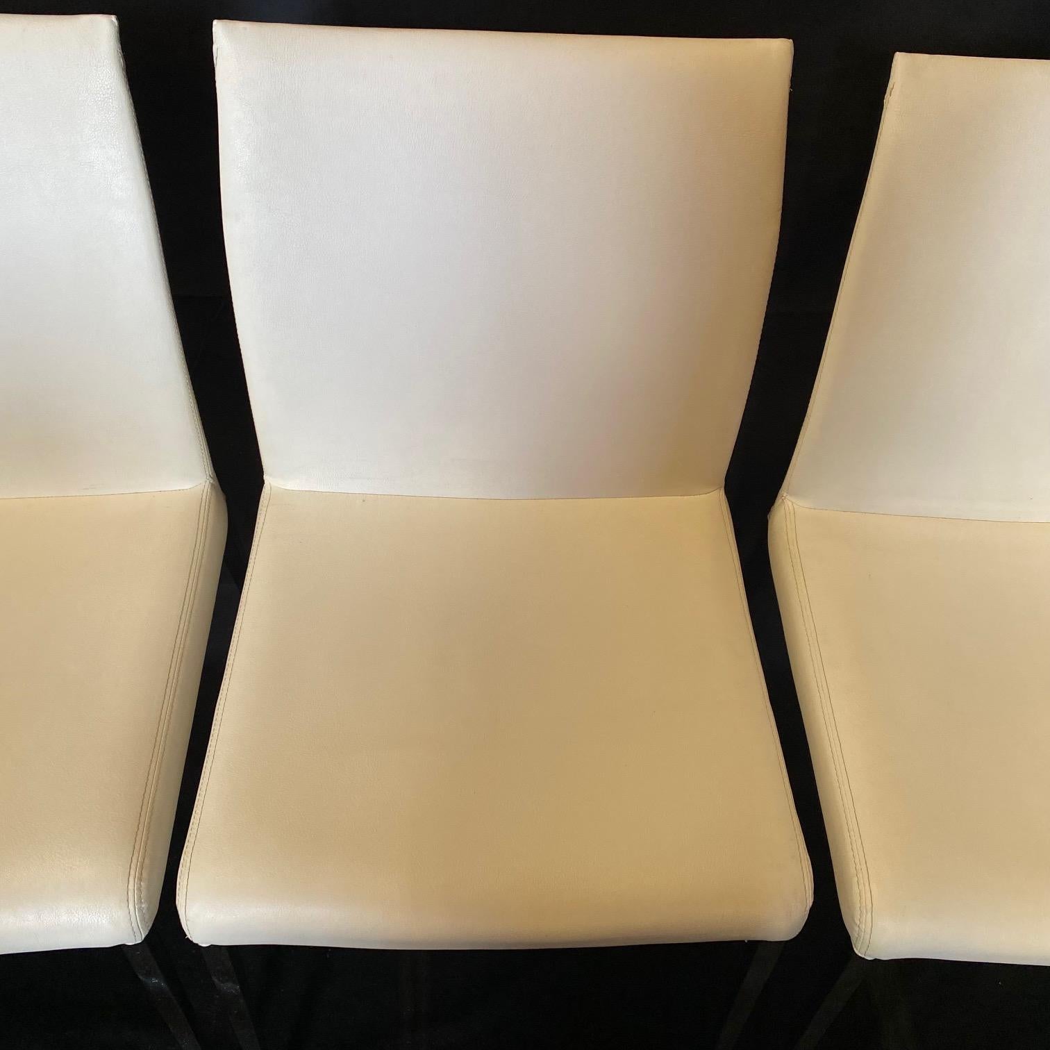 Set of 8 Italian Post Modern White Leather Dining Chairs by Cattelan Italia For Sale 1