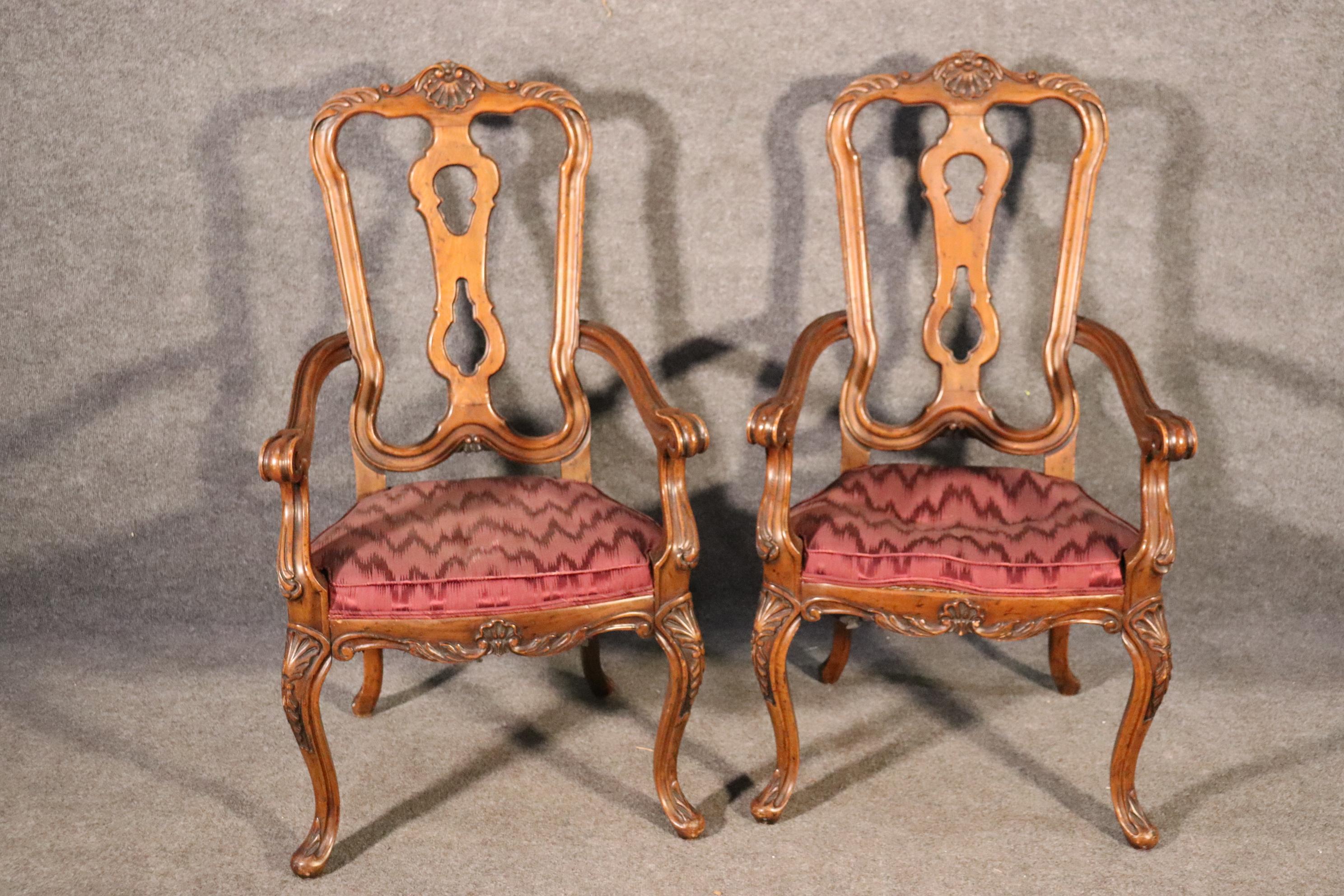 Set of 8 Italian Provincial Style Walnut Dining Chairs, C1950 4