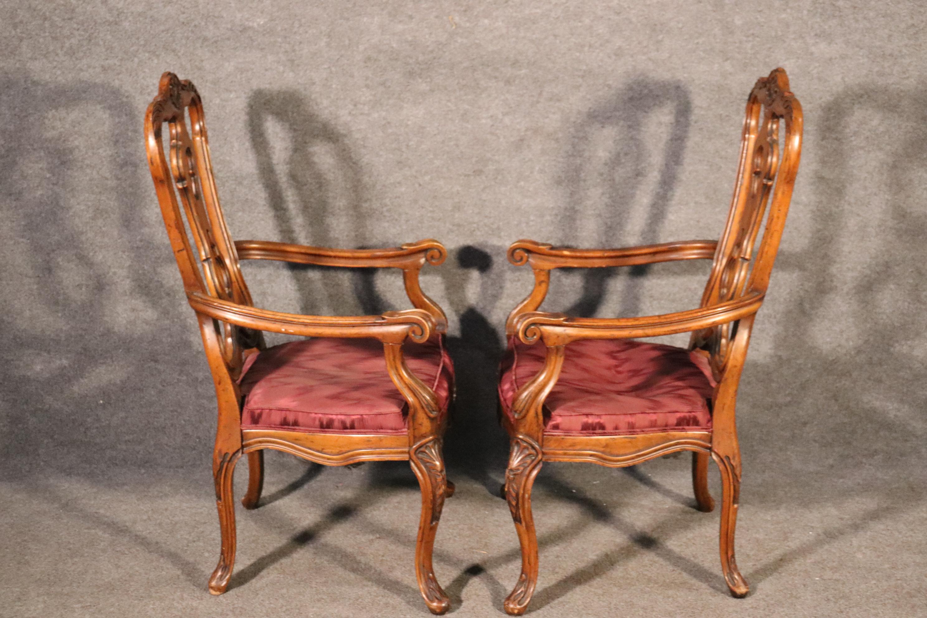 Set of 8 Italian Provincial Style Walnut Dining Chairs, C1950 5
