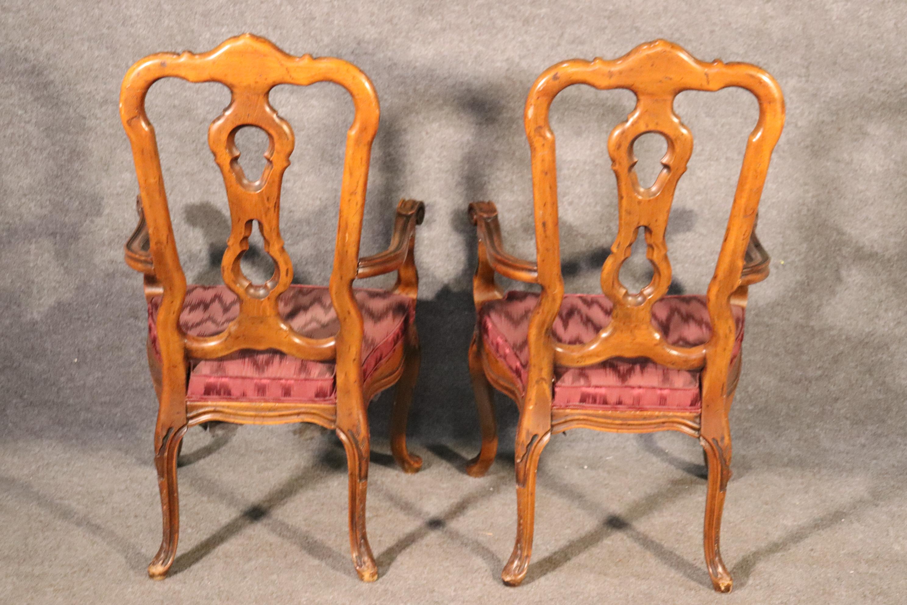 Set of 8 Italian Provincial Style Walnut Dining Chairs, C1950 6
