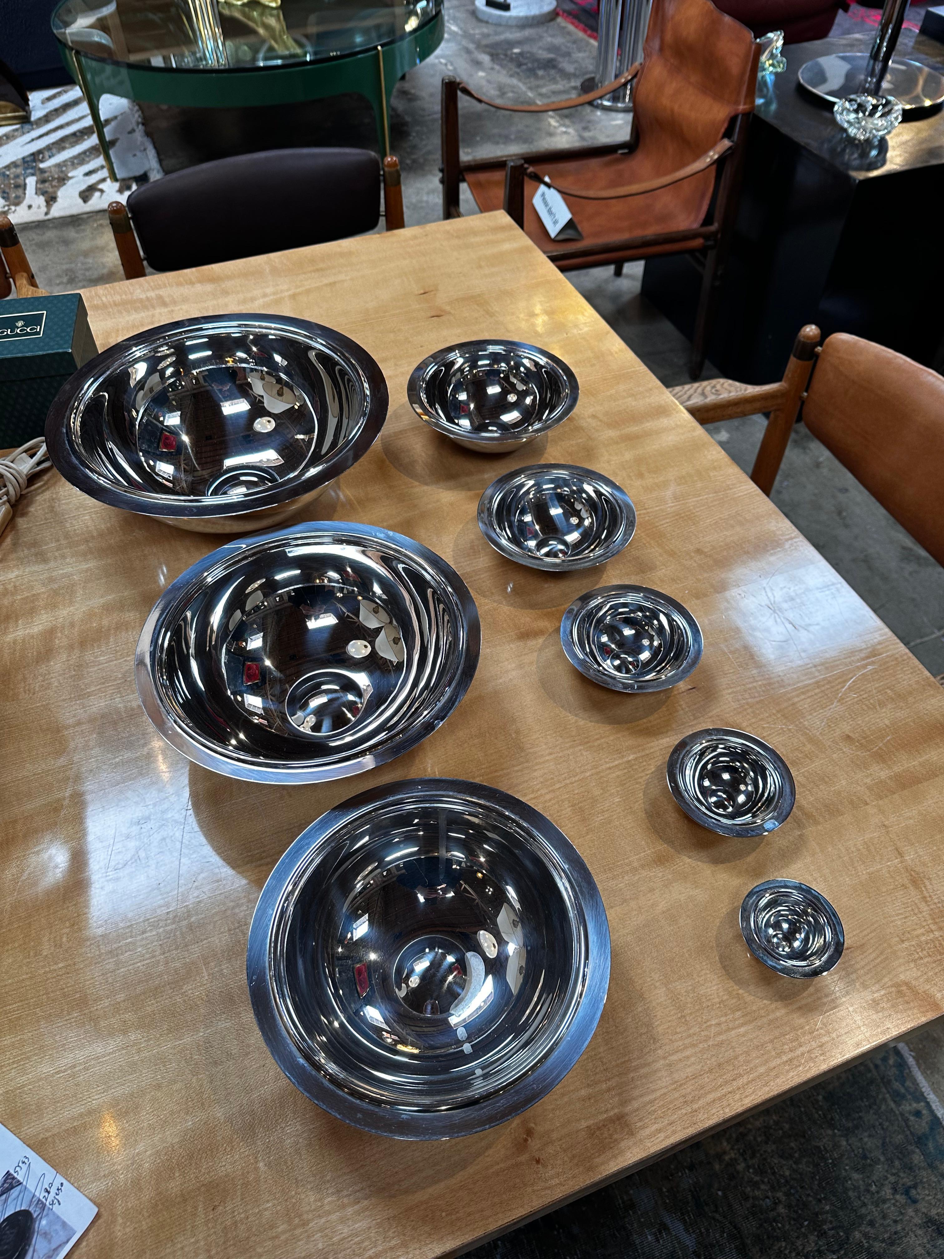 Set of 8 Italian Silver Decorative Bowls 1980s For Sale 1