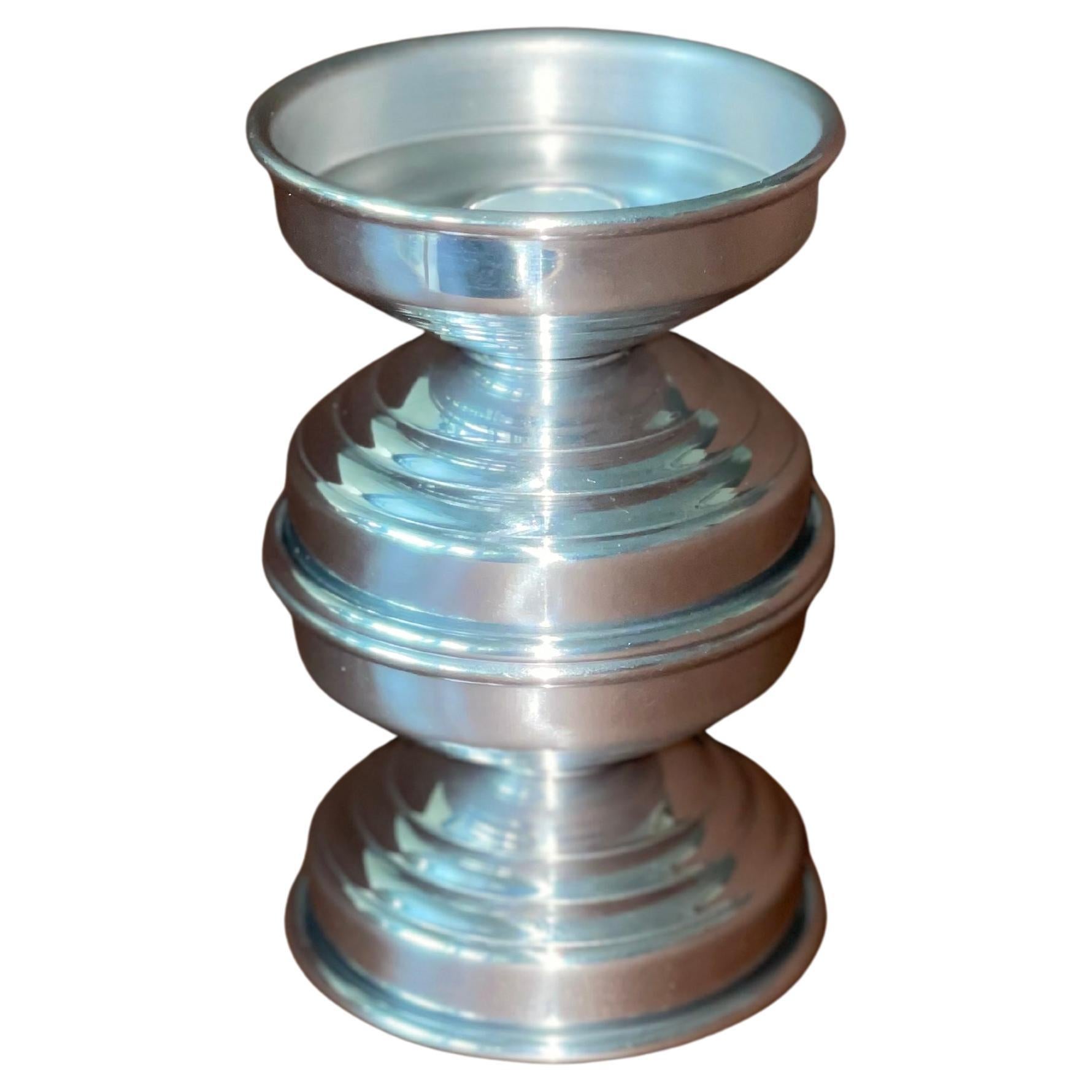 Set di 8 candelabri italiani in ottone placcato argento, design modernista anni '80 in vendita 5