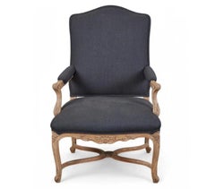 J. Robert Scott Regency Style Gray Flannel Fauteuil Chair 1 of 2