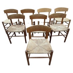 Set of 8 "J39" Dining Oak Chairs for FDB Møbler Designed by Børge Mogensen