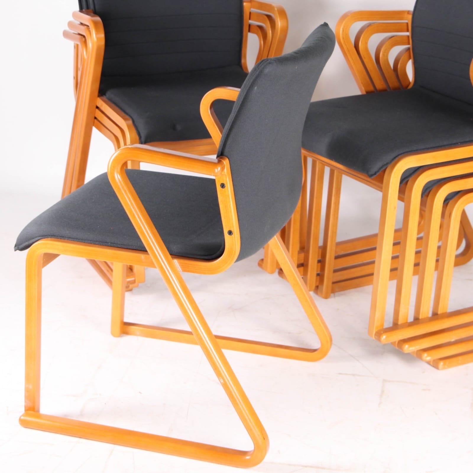Fine XX secolo Set di 8 poltrone da pranzo giapponesi in vendita