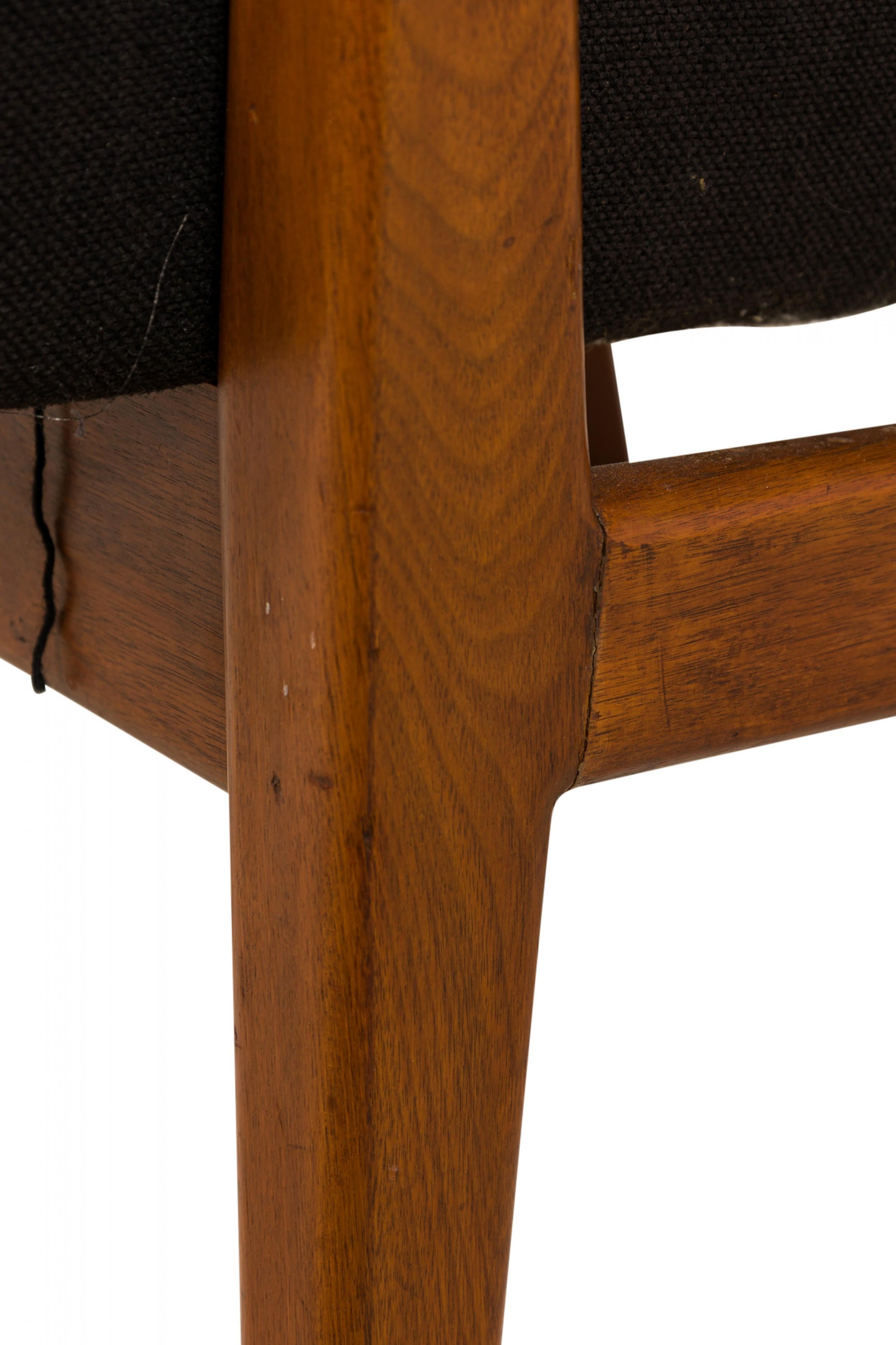 Set of 8 Jens Risom Danish Black Fabric Upholstered Teak 'Playboy' Armchairs For Sale 5