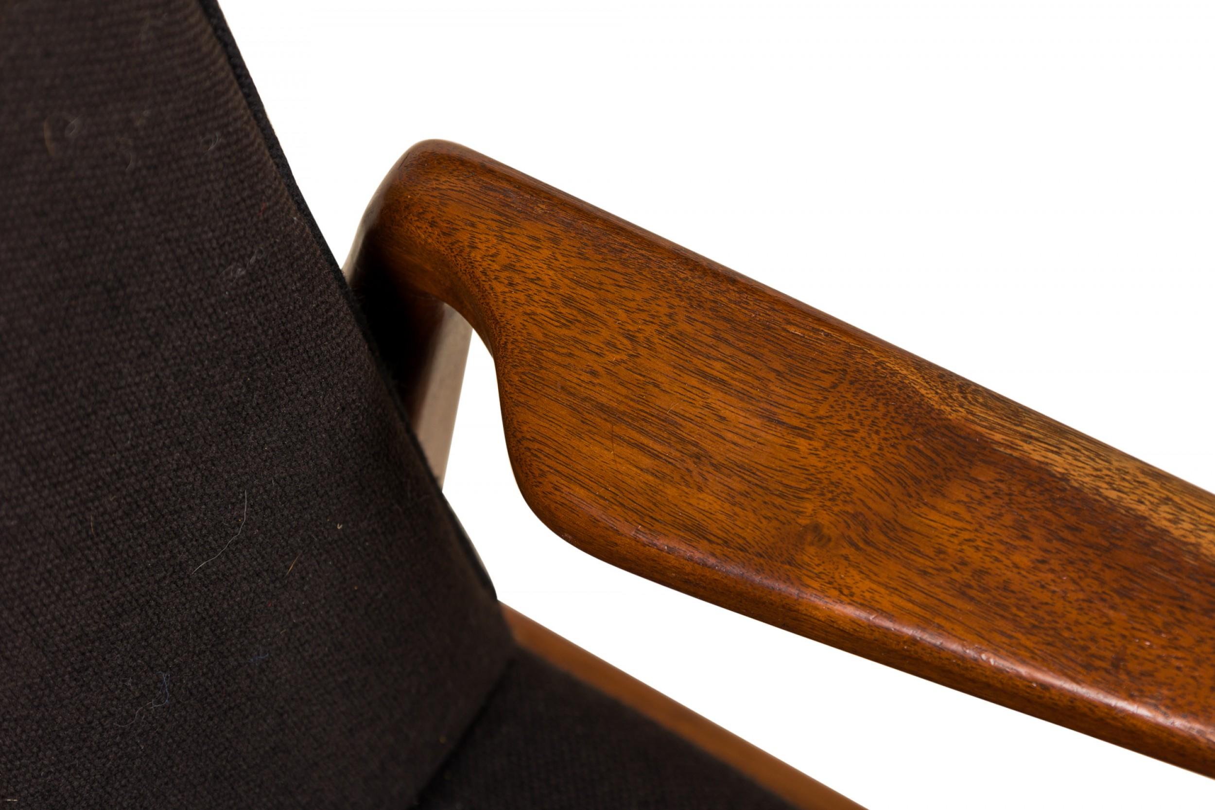 Set of 8 Jens Risom Danish Black Fabric Upholstered Teak 'Playboy' Armchairs For Sale 8