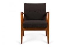 Set of 8 Jens Risom Danish Black Fabric Upholstered Teak 'Playboy' Armchairs