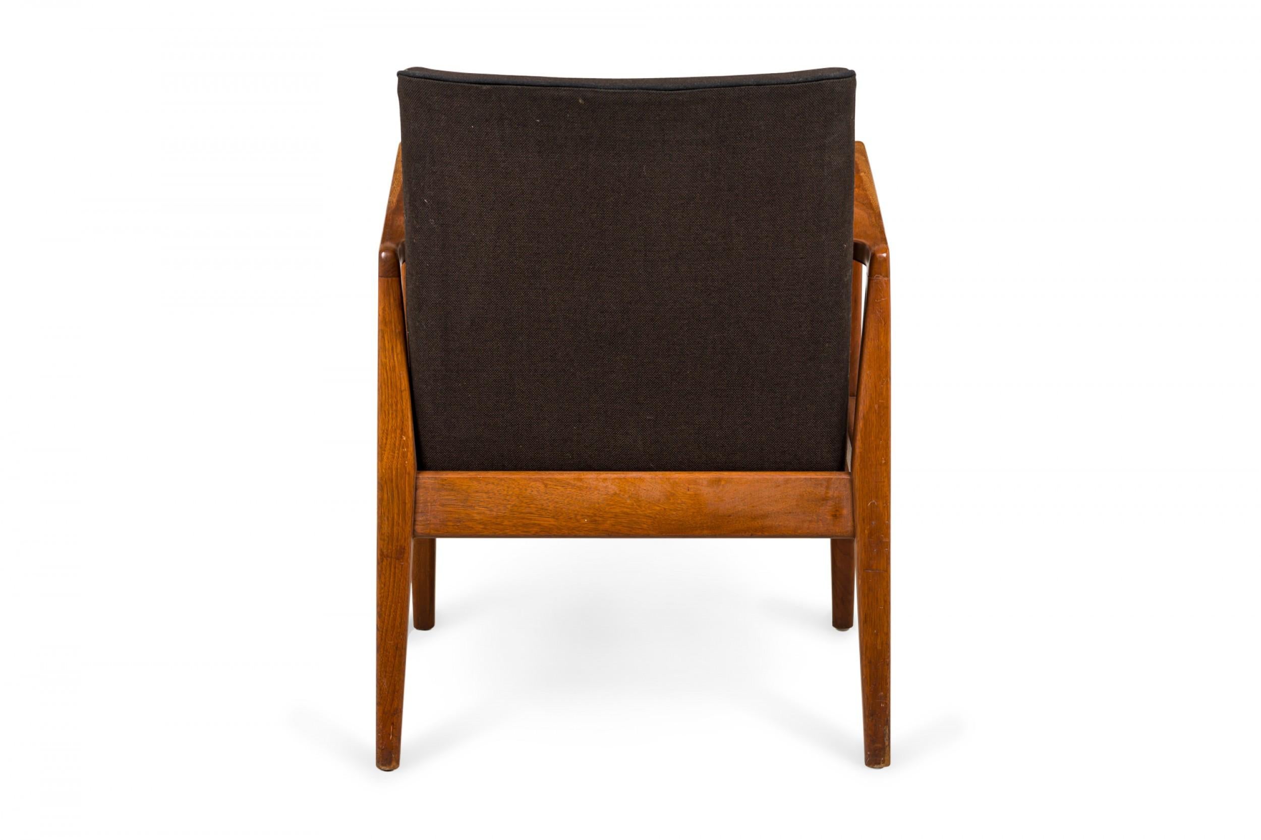 Set of 8 Jens Risom Danish Black Fabric Upholstered Teak 'Playboy' Armchairs For Sale 1